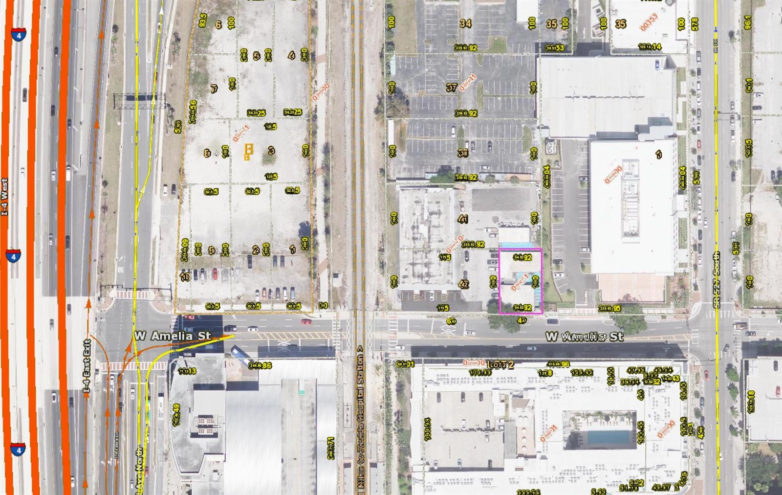 We are pleased to present this great property off W. Amelia Street in the heart of downtown Orlando.
Two separate buildings on .15 acres • 2,173 SF and 2,100 SF Orange County tax rolls • Both buildings are vacant • Zoned A/C-3 A/T, City of Orlando, broad uses provided • Previously used as a bar operation • Parking available on large, adjacent lot (currently no on-site parking) • Highly visible building on Amelia Street • Between social security office and Southeast Steel • Walking distance to restaurants and retail