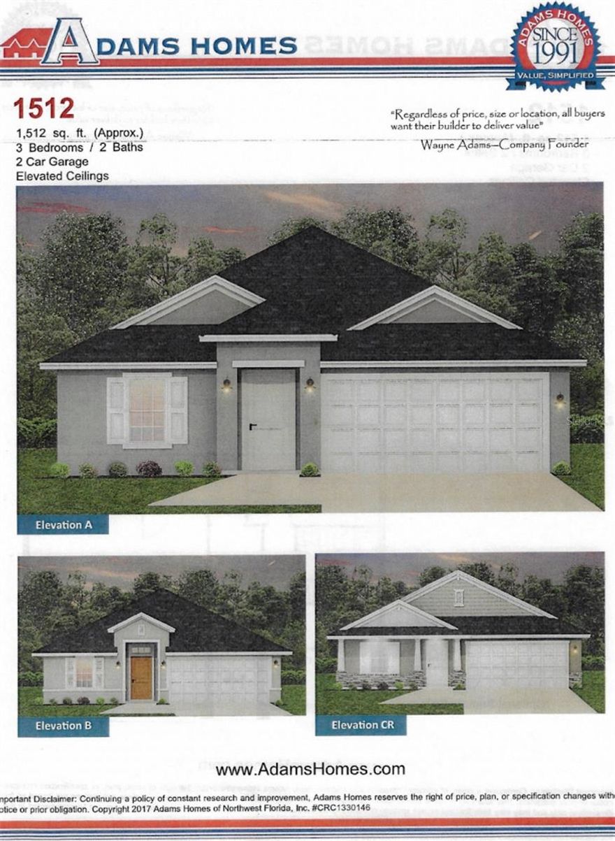 Under Construction. NEW GATED COMMUNITY This Beautiful New Construction home is located in a new North Port Gated community of Watercress Cove. The home has 1512 square feet of living space allowing you much room for your family as well as guests. This home boasts city water and sewer, ceramic tile flooring everywhere except bedrooms, granite counter tops in the kitchen and bathrooms. Garden tub in the primary bathroom. Adams Homes provides great features such as: 30 year mildew resistant dimensional shingles, architecturally designed elevations, updated insulated, double-panned, tilt-in window designs, stain resistant carpet, A 1-year workmanship, 2 year mechanical and 10 year structural warranty is included.