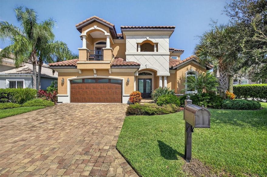 Welcome to 23 Cypresswood Drive S, a stunning home built in 2018, located in the highly desirable community of Hammock Beach overlooking the lake and golf course and just a short walk to the beach!  This spacious 4-bedroom, 3-bathroom residence offers 3,245 square feet of thoughtfully designed living space.  Beautiful tile flooring runs throughout the main areas of the home, with plush carpeting in the bedrooms. Soaring tray ceilings with crown molding adds an airy, expansive feel. The large primary suite is filled with natural light and includes a generously sized walk-in closet and a luxurious ensuite bathroom featuring dual vanities, a massive tiled shower, and granite countertops.  The gourmet kitchen is perfect for both everyday living and entertaining, offering solid wood 42” cabinetry, granite countertops, quality stainless steel Bosch appliances with Wolf 6 burner gas cooktop, ample storage, and a walk-in pantry. It seamlessly flows into the family and dining rooms, creating an open-concept space ideal for gatherings. Large family room offers fireplace and a wall of impact sliding glass doors to your private outdoor oasis featuring a travertine deck, newly built (2021) pool and hot tub—all overlooking a peaceful lake and scenic views of holes 5 and 6 of the golf course.  Upstairs, you’ll find two additional bedrooms, a full bathroom and a loft. The west facing bedroom has a private balcony for amazing sunsets and the loft/bonus room has a private balcony overlooking the pond and golf course and offers ocean views too! Perfect for enjoying morning coffee and sunrises!
Residents may enjoy access to the Hammock Beach Club offering wide range of amenities through flexible HOA packages, making this home ideal for families looking to grow or for anyone seeking the luxurious lifestyle of Hammock Beach.