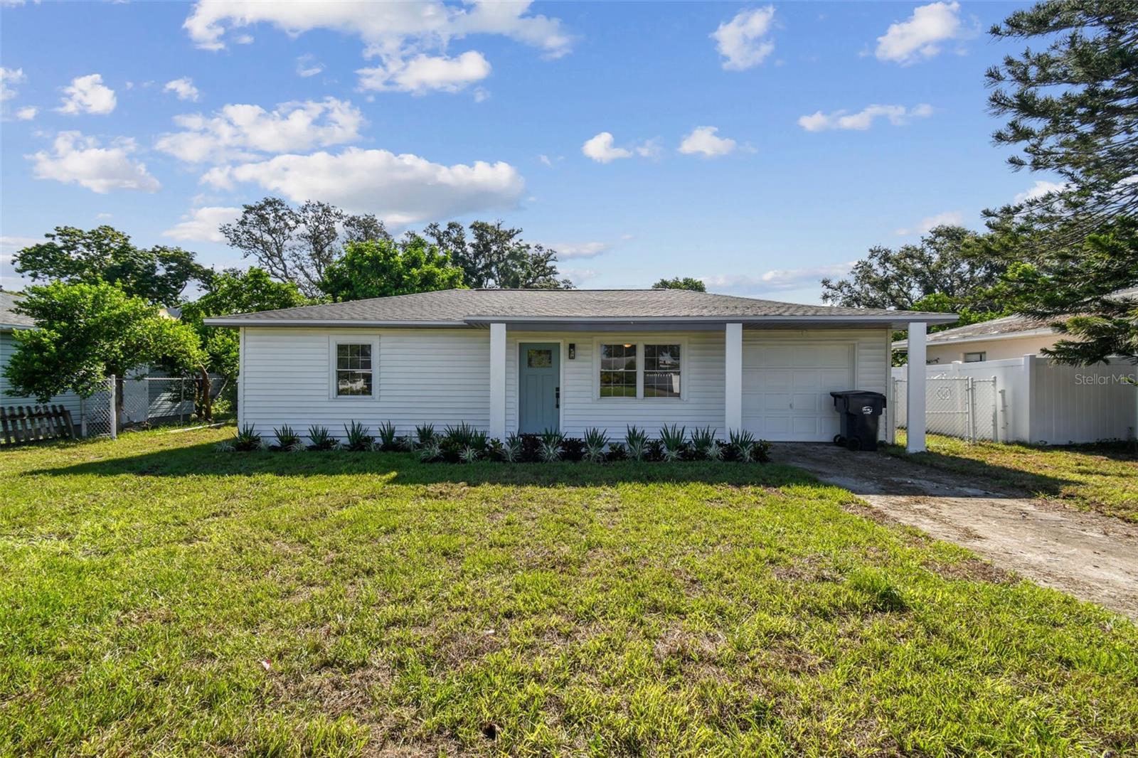 Welcome home to this beautiful 2 bedroom 1 bath NON FLOOD ZONE Clearwater home! HUGE BACK YARD!!! If you are looking for the perfect starter or family home, look no further. This home has been TOTALLY RENOVATED by the owner and includes upgrades perfectly fit for a first time home buyer or growing family. The totally remodeled kitchen features solid wood cabinets, granite countertops, stainless steel appliances, custom backsplash, and a designer faucet. The bathroom features the same level of upgrades including custom vanity, granite countertops, designer tile, and new hardware. Other upgrades include newer NEW ROOF (2025), NEW AC (2025), NEW WATER HEATER (2025), NEW ELECTRICAL PANEL (2025), NEW SOD (2025) new flooring throughout, new paint, new LED light fixtures, and MORE!! All of these amenities and upgrades are complimented by the unique curb appeal of the home which sits on a quiet street! This home has many desirable features and is a must see. Please call us or use ShowingTime to set up a showing today!