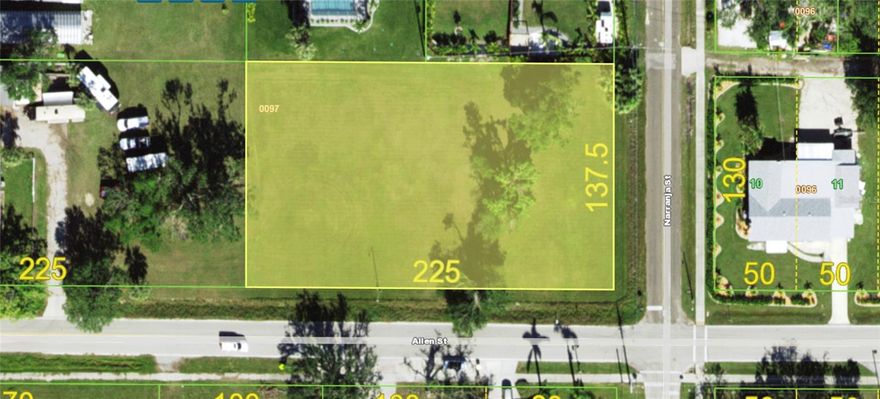 Prime location near Sallie Jones Elementary school and walking distance to downtown Punta Gorda, Gilchrist Park, Laishley Park, Harbor Walk, Charlotte Harbor and so much more! This .71 acre lot offers 225' of road frontage on Allen Street and 137.5' on Narranja St. Zoned NR-15 (Neighborhood Residential District) which may allow for higher-density residential development, with a capacity of up to 15 units per acre that is often used for apartments, townhomes, or condominiums.