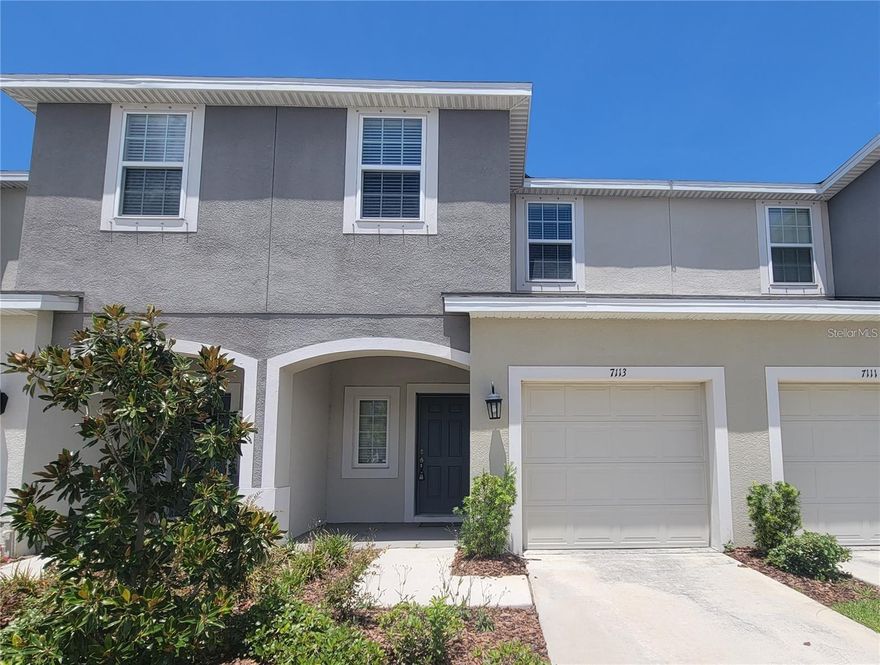Beautiful 3BR/2.5BA townhome built in 2019 with 1-car garage in NW Riverview, available now. Open floor plan features kitchen with granite countertops, white cabinets, and stainless steel appliances. Sliding glass doors lead to private patio with small yard area maintained by the association and pond view. First floor offers gray ceramic tile throughout; all bathrooms include granite countertops. Upstairs includes all bedrooms, freshly painted interior, new carpet and convenient laundry closet with washer and dryer. Primary suite features large walk-in closet. Community amenities include pool and ample guest parking nearby. Schedule your showing today.