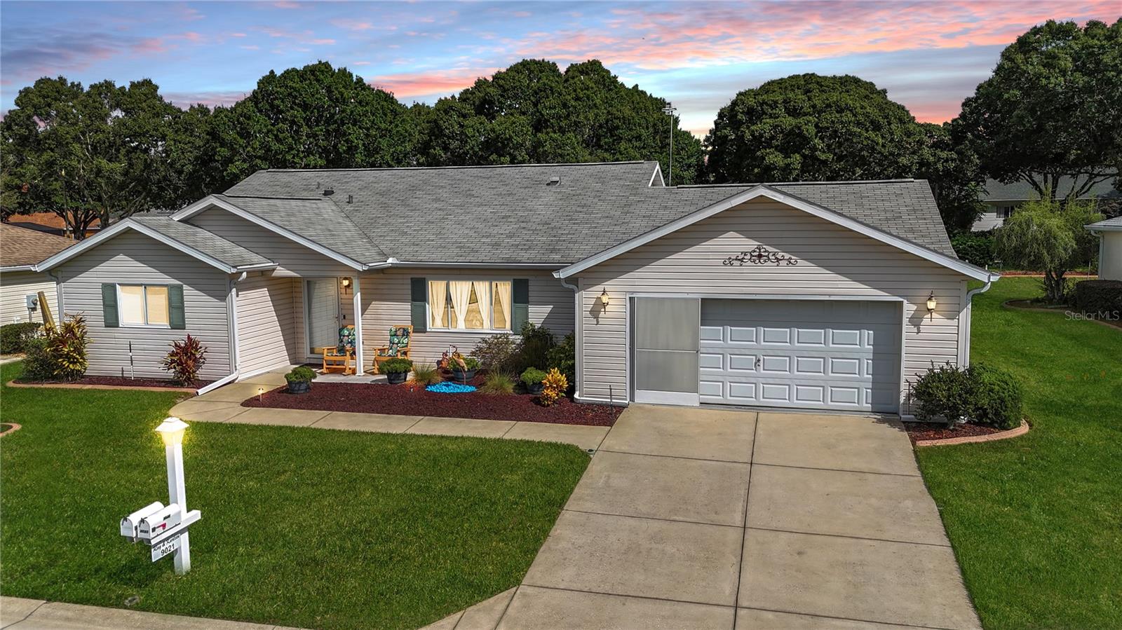Honey, stop the car! Great curb appeal on this 2/2/2 ranch-styled home. Reflect on yesteryear when life seemed to be much more simple by having coffee on the front porch while you are reading the paper. This home is located in the 55+ community of Del Webb's Spruce Creek Golf and Country Club. You can be as busy as you want...or do nothing at all. It is entirely up to you. This home is move-in ready and in immaculate shape. Large living room with vaulted ceiling for spaciousness. Formal dining. Large kitchen with center island plus a breakfast nook. Upgraded kitchen appliances including double oven range and beverage 4 door/drawer refrigerator (stainless steel). In addition to the 2 bedrooms and baths, this home also features a Florida Room and a bonus room. Flooring has been updated to LVP in the living room and dining room. LVP tile in the kitchen and breakfast nook. Ceramic tile in the Florida Room. Bedrooms are carpeted. Beautiful paver patio for entertaining or sun bathing. Updates: shingles 2014, HVAC 2023, (2) hot water heaters, private irrigation well (cut your water/sewer bills in half) and you can cut the cable since this home has an antenna. This home also features a small generator with manual safety lockout in the breaker box in case the power is out. Located close to the Community Center, Restaurant (Liberty Grill) and the Pro Shop. Three heated swimming pools, fitness center, pickleball, tennis, softball, bocce, shuffleboard and so much more. Walking trails, sidewalks and dog park. Make this home today. Most furniture will be available for sale with a separate package.
