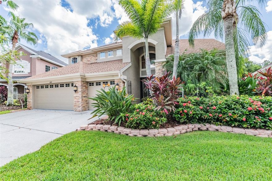 You won’t find another rental like this!!! Don’t miss this DREAM pool home on private, oversized conservation lot in the desirable gated Mandolin Estates!! A + rated schools. A brick-paved walkway leads you to a grand two-story entryway, double doors and custom chandelier. With 5BR, 5BA + bonus room, this home has so many wonderful flex spaces that you can create a personalized living experience that fits your needs. You’ll find the formal living and dining areas immediately as you enter the home. Follow the hallway to the left side of the home leading to double doors into the downstairs bedroom with full bath, and main floor laundry room which connects the 3 car garage. As you continue in, your breath is taken away as your eyes move upward to the cathedral ceilings and the open catwalk on the second floor. The gourmet kitchen boasts tons of wood cabinetry, stainless appliances, granite countertops with bar seating, built-in double oven, glass cooktop, an eat-in dinette all looking over the spacious travertine lanai and quarter acre private fenced in backyard. The triple slider extends the already large family room — with wood burning fireplace — towards the outdoor oasis with screened in sparkling salt water pool and mineral water hot tub plus outdoor, separate pool bath. The stunning and spacious downstairs Master Suite off the family room offers views of the conservation & has large his and hers walk-in closets. The Master bath has a double vanity, soaking tub, and separate shower. And we haven’t even gotten upstairs!! The three upstairs bedrooms feature 2 newly remodeled bathrooms (2021). Attached to the fifth bedroom/full bathroom is a versatile loft/bonus room that can serve as a den, study, or library. Mandolin Estates is a small hidden & gated gem of a neighborhood, with just over 100 homes, multiple ponds, and nestled within the heart of the Westchase area, just walking distance to Deer Park Elementary, the Maureen B. Gauzza Public Library & the shops & restaurants within Westchase. Landscaping and pool maintenance included. Don’t miss out on this extraordinary rental opportunity in a secluded, upscale community. No Cats, other pets on case by case basis and will be approved prior to showing.
