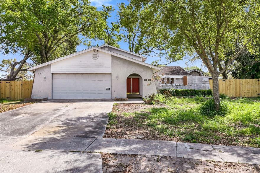 ATTENTION INVESTORS & REMODELERS. Unlock the potential in this spacious 4 bedroom, 2 full bath, 2 half bath pool home located in the highly sought-after Twelve Oaks neighborhood. Built in 1976 and offering just under 2,400 square feet of living space, this two-story residence sits on an oversized flood zone X corner lot of nearly one-third acre which is one of the largest and most private lots in the community. The popular Shimberg Sylvan floor plan features a first-floor primary suite, a flexible second-floor loft that can easily be converted into a fifth bedroom, and generous living spaces throughout. Outdoors, the property boasts a nearly 600-square-foot covered brick paver lanai overlooking a large in-ground pool and expansive, fully fenced backyard, an ideal setting for future entertaining once restored. The home has fallen into disrepair and will require a full renovation, making it a perfect opportunity for cash investors, rehab specialists, or buyers looking to create their dream home from the ground up. With extensive wiring additions already in place and strong bones to work from, this property is essentially a blank canvas awaiting your creative vision. Renovated versions of this model have achieved sale prices approaching $600,000 in the Twelve Oaks neighborhood. With its oversized lot, no rear neighbors, and recently installed 6-foot wooden privacy fence enclosing the backyard, the upside potential here is significant. This home is just a few blocks away from Publix and other shopping restaurants. Be sure to stop by the large community lake where you can try your luck fishing, relaxing on the bench watching the fountain or even feeding the resident ducks. Twelve Oaks is an ultra-convenient community of approx. 1,000 homes and has Target, Lowes, Office Depot, Walmart, Publix, Walgreens and BJ's Wholesale Club all within 1 mile of the community and minutes away from TIA. Bring your contractor and your imagination. Opportunities like this in Twelve Oaks don’t come along often.