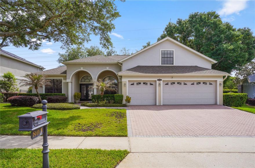 Welcome to 803 Blairmont Lane in the Reserve at Lake Mary, where comfort, space, and convenience meet. Enter through a grand foyer with a private home office to the left and a formal dining room to the right, leading into a spacious living area designed for both relaxation and entertaining. The kitchen features granite countertops, stainless steel appliances, a breakfast bar, a pantry, and a bright breakfast nook. The split floor plan offers an oversized primary suite with dual walk-in closets, two vanities, a soaking tub, a walk-in shower, and a private water closet, while the opposite wing includes three large guest bedrooms with built-in closets and two full bathrooms. Flooring includes ceramic tile, hardwood, and laminate throughout. Upstairs, a large bonus room adds flexible living space for a media room, office, or gym. Enjoy outdoor living on the covered lanai overlooking a shaded backyard with room to add a pool. Additional features include a brick paver driveway, AC replaced in 2023, electrical updates in 2023, and a new water heater in 2026.  Located in an established Lake Mary community close to top-rated Seminole County schools, shopping, dining, parks, and major highways including I-4, 417, and 429, this home offers both lifestyle and location.