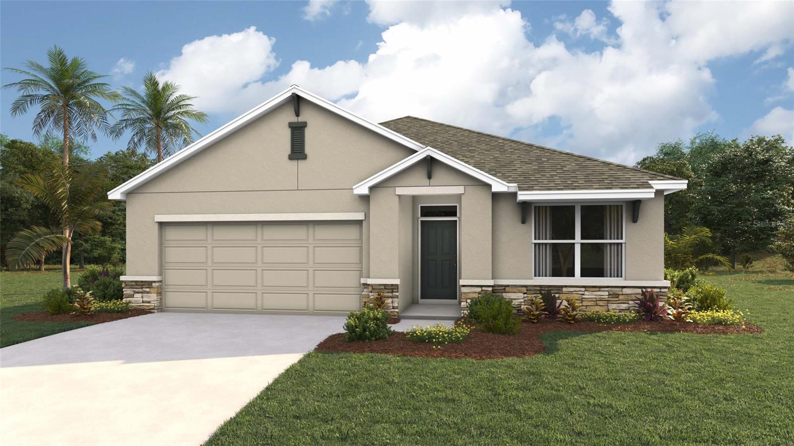 One or more photo(s) has been virtually staged. Under Construction. Indulge in modern living with this 3-bedroom, all concrete block constructed home featuring an open layout and stainless-steel appliances. The layout of the home connects the living, dining, and kitchen areas, creating a spacious and inviting atmosphere. The kitchen, equipped with stainless-steel built-in dishwasher, range, and microwave, becomes a stylish focal point, blending form and function. With three bedrooms thoughtfully integrated into the layout, this home offers both comfort and contemporary elegance. The primary bedroom features an ensuite bathroom and walk-in closet. The Aria is complete with a state-of-the-art smart home system. Pictures, photographs, colors, features, and sizes are for illustration purposes only and will vary from the homes as built. Home and community information including pricing, included features, terms, availability and amenities are subject to change and prior sale at any time without notice or obligation. CRC057592.