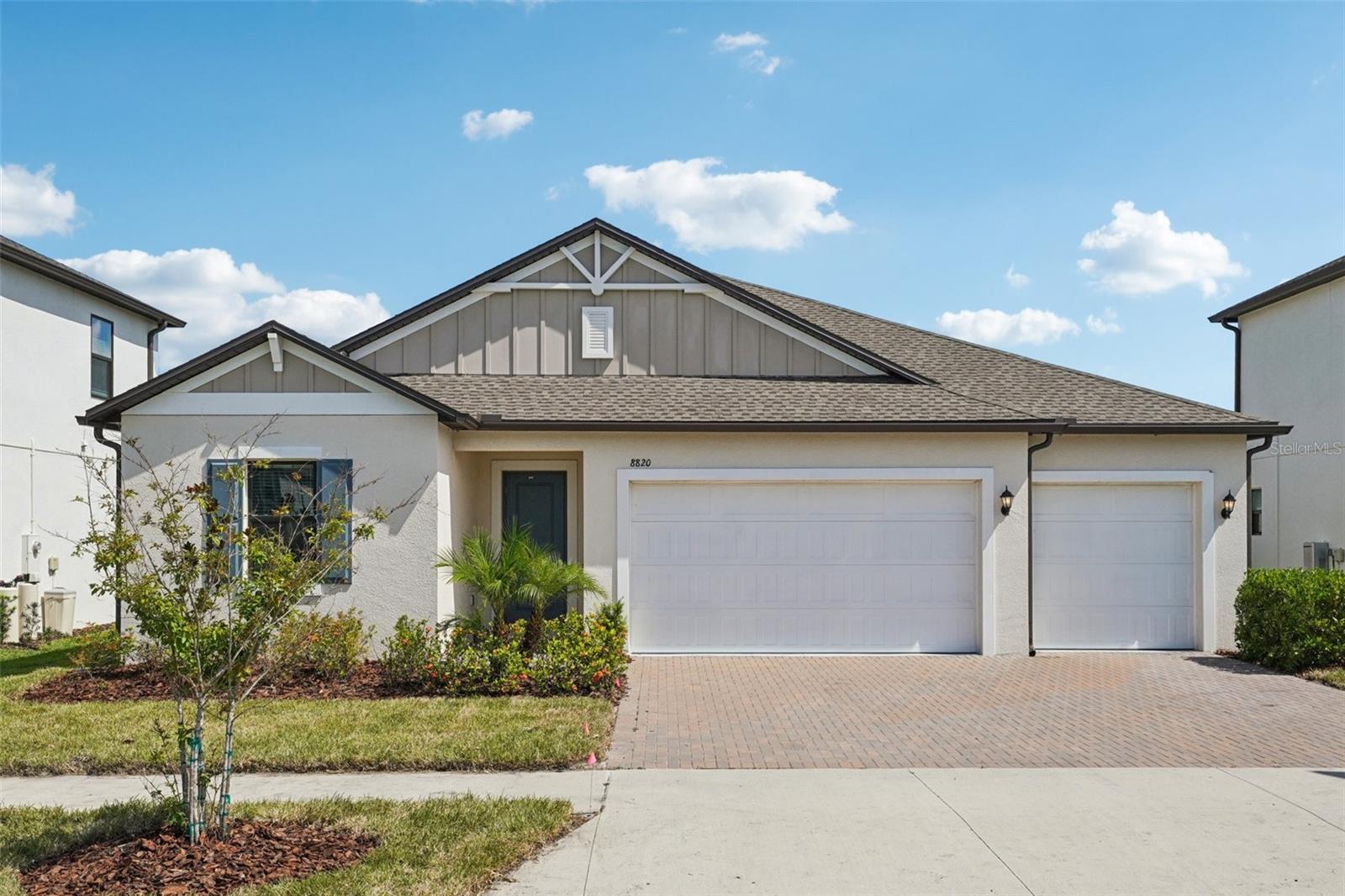 One or more photo(s) has been virtually staged. Spacious single-story home in Connerton offering 4 bedrooms, 3 bathrooms, bonus room, and 3-car garage across 2,600+ sq ft. Gourmet kitchen features quartz countertops, oversized island, shaker cabinets, stainless appliances, walk-in pantry, and butler’s pantry with wine fridge.
Primary suite includes a spa-like bath with free-standing tub, oversized shower, and walk-in closet. Bedroom 2 has private bath; Bedrooms 3 & 4 share Jack-and-Jill. Open living areas with oversized tile, plus lanai overlooking peaceful preserve views.
Resort-style Connerton amenities include pool, lap pool, fitness center, clubhouse, tennis, pickleball, volleyball, playgrounds, and miles of trails. Close to shopping, dining, and major highways for easy access to Tampa, airport, and beaches.