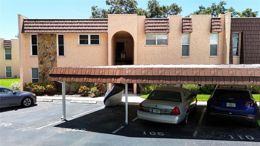 BEAUTIFUL GROUND FLOOR 2 BDRs condo in the Gardens 55+ complex NEAR SEMINOLE PARK! DUAL PARKING assigned is just few steps away. PET-FRIENDLY community with its own SWIMMING POOL and CLUBHOUSE! Step into a NICELY remodeled unit with UNIFORM CHERRY WOOD ENGINEERED FLOORING. LARGE EUROPEAN flower wallpaper in the VERY SPACIOUS LIVING ROOM yields a tasty accent. REMODELED KITCHEN with stainless steel appliances has the pool view. Breakfast countertop with PENDANT LIGHTS adds to a very stylish atmosphere.This unit has ITS OWN WASHER & DRYER. The master bedroom has a LARGE WALK-IN CLOSET. The guest bedroom is located across from the hall half bath, ensures privacy for the guests. There are 3 storage closets, beside the laundry nook with TRANE A/C. PLANTATION SHUTTERS in both bedrooms and large FLORIDA ROOM with a direct pathway to the pool area. This condo has 2 ASSIGNED PARKING SPACES within few steps from the unit entry. The Gardens complex is in the STRAIGHT LINE to REDINGTON and INDIAN ROCKS BEACHES (15 min), and only short distance to the shopping center of Seminole City Mall. LEASING IS ALLOWED and minimum 3 months. ONE pet is allowed with max 20 lbs. FLOOD insurance is INCLUDED in monthly fee. THIS CONDO DID NOT FLOOD DURING 2024 HURRICANES. WHAT A PLACE TO DISCOVER and ENJOY YEAR ROUND or SEASONALLY!