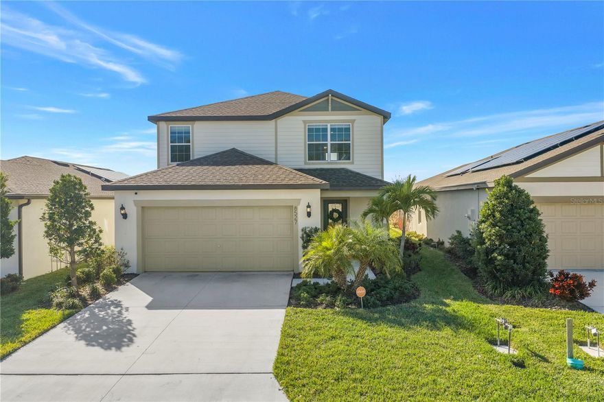 Move-in ready and thoughtfully refreshed, this spacious two-story home in the Isles of Bayview offers modern comfort, flexible living, and a prime Parrish location just one and a half miles from I-75—perfectly positioned for easy access to Tampa, St. Petersburg, Sarasota, and the Gulf beaches. Built in 2021 and recently brought back to life with fresh interior paint and detailed touch-ups throughout, this home features four full bedrooms, three full bathrooms, and a generous upstairs loft designed to adapt to your lifestyle. The open-concept main living area is filled with natural light and flows seamlessly into the kitchen and dining spaces, highlighted by stainless steel appliances, a large center island, and abundant cabinetry ideal for both everyday living and entertaining. A full bedroom and full bathroom on the first floor provide an excellent setup for guests, multigenerational living, or a private home office. Upstairs, the primary suite offers a relaxing retreat with ample storage and the convenience of a laundry room located just outside the bedroom, while additional bedrooms are well-sized and thoughtfully laid out. Step outside to a fully fenced backyard overlooking a peaceful pond and conservation view, creating a private outdoor setting rarely found in rental homes. With a two-car garage and access to community amenities including a resort-style pool, clubhouse, playground, and walking paths, this home delivers space, setting, and location in one exceptional package. Homes like this are in high demand—schedule your showing today and secure your opportunity to call this beautifully updated property home.