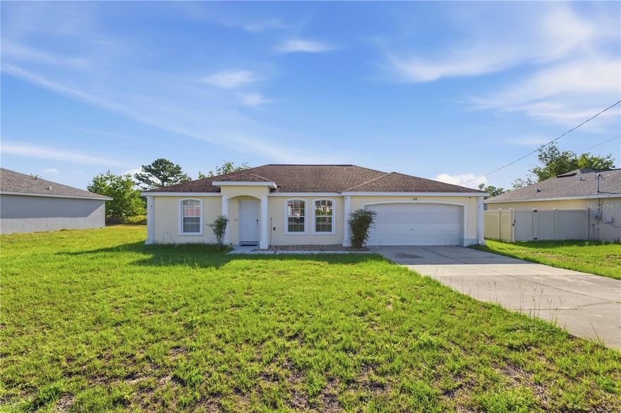 Charming 3-bedroom, 2-bath home with a 2-car garage located in desirable Silver Springs Shores! This conveniently located home offers 1,317 living square feet and ready for you to make it your own!! The kitchen features stainless steel appliances, tile flooring, and an open-concept layout overlooking the spacious living room with vaulted ceilings — perfect for entertaining and everyday living. Both bathrooms and the kitchen are tiled, while the remaining areas of the home carpet. Ideal for investors looking to expand their rental portfolio or buyers seeking to downsize without sacrificing comfort. Priced to sell — don’t miss this opportunity!