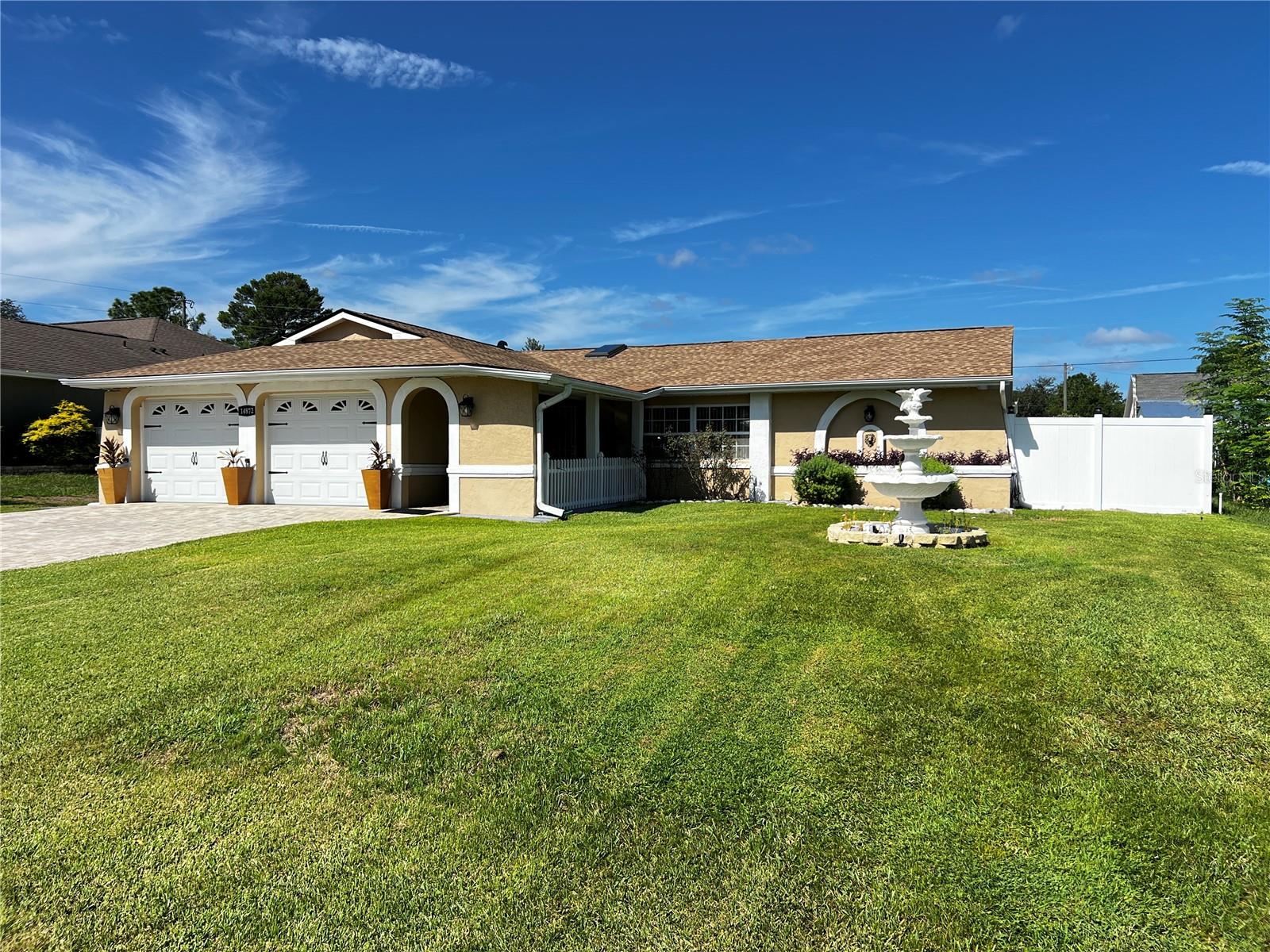 Don miss this incledible opportunity; 3 bedrooms 2 bath 2 car garage ready to move in. This gorgeous house is completed updated. New Kitchen, Newer roof, 2025 appliances, newer AC. Tile flooring throuout the house. Beautiful backyard including a cage swimming pool.