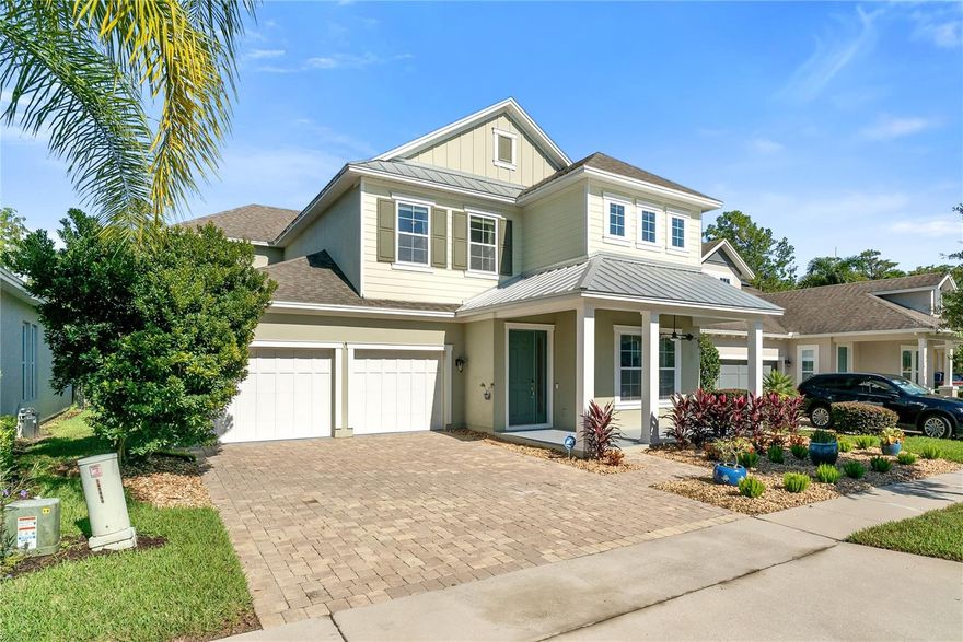 Live the ultimate Orlando lifestyle in this stunning 8-year-old home, perfectly situated just outside the back entrance to Disney and 
minutes from top dining, shopping, highways, and all of Orlando's attractions Backing up to a peaceful conservation area, you'll enjoy  complete privacy with no rear neighbors-- a rare find in this area! The HOA fee even includes lawn maintenance, so your yard stays pristine with minimal effort. Step inside to freshly painted interiors (2025), gleaming hardwood floors, and thoughtfully updated features like a 2025 hybrid water heater, whole-home water softener, and brand-new washer and dryer (2025). Curtains, blinds, and mirrors stay, making move-in effortless. The kitchen is a showstopper-quartz countertops, a butler's pantry with wine fridge, a pot filler, and accent lighting in the shelves create the perfect space for cooking, entertaining, or enjoying morning coffee. The open layout flows seamlessly into the dining and living areas, ideal for family gatherings or hosting friends. Outdoors, relax on a rear screened porch with motorized retractable screens for bug-free comfort, or step onto the lanai with pavers and a retractable lighted awning, perfect for evening dinners or soaking in the Florida sunshine. Landscaping is fresh and beautifully maintained, adding to the home's curb appeal. Experience the magic of Disney every day-listen to the enchanting sounds of the Disney trains and watch the fireworks light up the sky from your yard. With extra hardwood floorboards for touch-ups, modern upgrades throughout, and move-in-ready condition, this home combines style, convenience, privacy, and a touch of Disney magic into the perfect package. Don't miss your chance to live where others vacation!