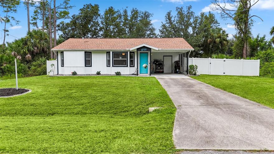 Welcome home to 2721 Colonade Lane - a move-in ready North Port retreat where all the big updates are already done for you. The peace of mind starts with a roof that was replaced in 2022 and continues with a new A/C, septic system, water heater, range, and washer/dryer - all NEW in 2025.

Inside, you’ll love the fresh white interior that feels bright, modern, and ready for your personal touch. Luxury vinyl plank flooring flows throughout, offering easy maintenance and a stylish, cohesive look. The second bedroom is currently set up as a home office - perfect for remote work or creative space, while the home’s furnishings are included, making your move seamless.

Step outside to the screened lanai with a tongue-and-groove wood ceiling that adds a touch of warmth and charm. The fully fenced backyard with white PVC fencing is ideal for pets, play, or peaceful evenings under the stars. Plenty of room to put in a pool, hot tub or fire pit.

Tucked in a quiet North Port neighborhood, this home offers easy access to I-75, Coco Plum shopping center, medical facilities, and two nearby WaWa locations for your morning coffee runs.

If you’ve been searching for a furnished, updated, and move-in ready home in North Port, FL with a fenced yard, this one checks all the boxes. Schedule your showing today and start your next chapter here.