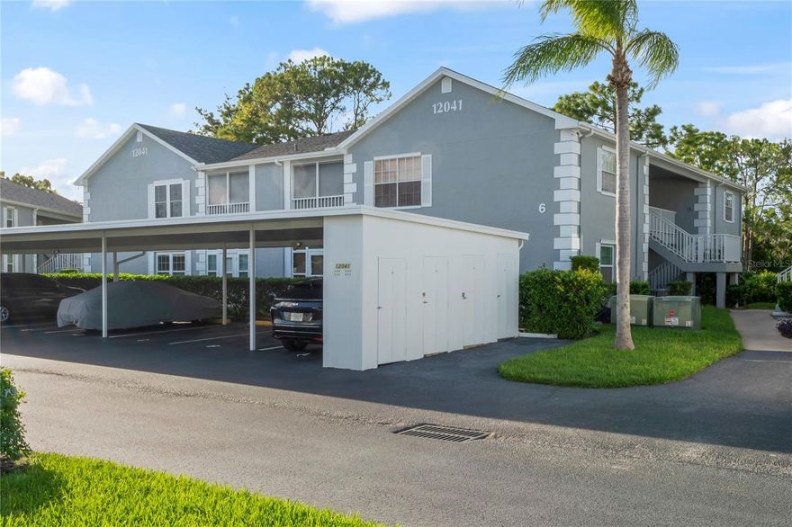 Hillside Condo is a Very Active 55+ Community. Enjoy Maintenance-Free Living with low fees, an efficiently operated Homeowners Association and wonderful neighbors. This condo is well maintained and comes with a murphy bed in the second bedroom for maximum space usage and functionality. The kitchen comes complete with newer stainless steel appliances and additional storage for all of your cooking and pantry needs. The screened in back porch is off the main bedroom and living room and houses the laundry area. The main bedroom comes with an en-suite and a large walk in closet. In the beautiful Florida mornings enjoy a cup of coffee on the screened in porch while talking in a view of the plush greenery, gazebo and sounds of birds chirping. This is one of the very few units that does not backup to any neighbors or other units for extra solitude and privacy.  This unit comes with an Assigned Carport Space, Plenty of Guest Parking and a Storage Closet Next to Your Parking Space. HVAC is 2017 and ROOF is only two years old! Community Amenities include  community pool, shuffleboard, cable TV, Internet, roof maintenance, exterior insurance, lawn care, pest control, trash removal,and water & sewer. Enjoy low taxes, low fees, no flood insurance and easy access to US HWY 19, SR 52, shopping and local beaches. 
Schedule Your Showing Today!