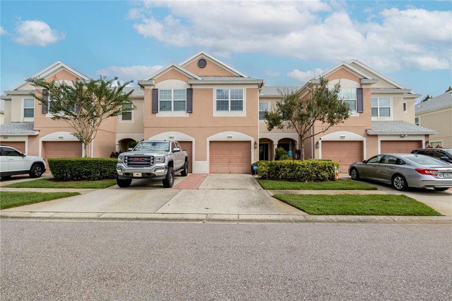 Welcome to this charming Pulte Homes Milan Floor Plan, 3-bedroom, 2.5-bath townhome with a 1-car garage, located in the sought-after Bay at Cypress Creek community. This two-story residence offers an open-concept lower level featuring a convenient half bath, a well-appointed kitchen with a breakfast bar, pantry, Corian countertops, and a NEW sleek Stainless Steel LG appliance package with warranty. The garbage disposal was replaced in September. All the plastic water shut off valves were replaced with heavey duty metal valves. Brand New AC energy efficent AC unit just installed. The seller also had all the AC vents and ducts cleaned when the AC was replaved. The seller is also including the matching LG washer and dryer, making this home move-in ready. Brand NEW Dimensional Shingle Roof 2024, Step out into the screened lanai and enjoy peaceful conservation views with no rear neighbors—perfect for morning coffee or evening relaxation. Built outside the flood zone, this property offers peace of mind and low-maintenance living. The gated community features a sparkling pool and well-kept grounds, with HOA dues covering water, sewer, trash, basic cable, lawn care, exterior painting, roof maintenance, and access to the pool. Located near top-rated schools, Center Ice, golf courses, medical facilities, and a wide array of dining and shopping options including Tampa Premium Outlets and Wiregrass Mall. Commuters will appreciate the easy access to SR 56, SR 54, I-75, I-275, I-4, and Tampa International Airport. This townhome blends comfort, convenience, and value in one of Wesley Chapel’s most desirable neighborhoods.
