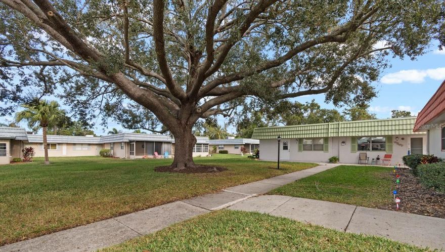 *NEW ROOF INSTALLED* Set on a quiet dead-end street with a lush treelined green space behind the home and a stunning mature oak tree in front, this beautifully updated 1 bedroom, 1.5 bathroom Kings Point condo offers rare privacy and a peaceful, park-like atmosphere. Move-in ready and maintenance-free—just bring your suitcase!

Inside, sunlight pours through large windows, highlighting the bright, open layout and spacious living room that flows effortlessly into the kitchen and dining area with a convenient pass-through. The oversized bedroom offers plenty of room for a king-size bed, along with a full wall of closets, in-unit laundry, and a private ensuite bathroom. A charming Florida room expands your living space and showcases peaceful views of the treed greenspace behind the home—perfect for morning coffee or unwinding at the end of the day.

This condo has some thoughtful updates: electrical panel, plumbing, newer HVAC system, in-unit laundry, shaker-style kitchen cabinets, bathroom sinks and vanities, reverse-osmosis under sink system, and a roll-down impact shutter on the sliding door for added security and peace of mind. The home also includes a designated covered carport for protected parking.

Located just moments from the main gate, North Clubhouse, and community recreation center, the home offers easy access to Kings Point’s vibrant lifestyle—fitness centers, indoor and outdoor pools, two clubhouses, café dining with full-service bar, pickleball, tennis, and over 200 social clubs.

Kings Point is a premier, gated community only a short drive from the award-winning Gulf Coast beaches and convenient to Tampa, St. Pete, and Sarasota for dining, shopping, and entertainment. Sun City Center has been voted the #1 Retirement Community in America by Realtorcom and Travel + Leisure Magazine, making this one of the most desirable 55+ areas in the country.

Monthly dues include lawn care, water, sewer, pest control, standard internet, basic cable, exterior grounds maintenance, exterior insurance, and full access to amenities—making this an incredible value.