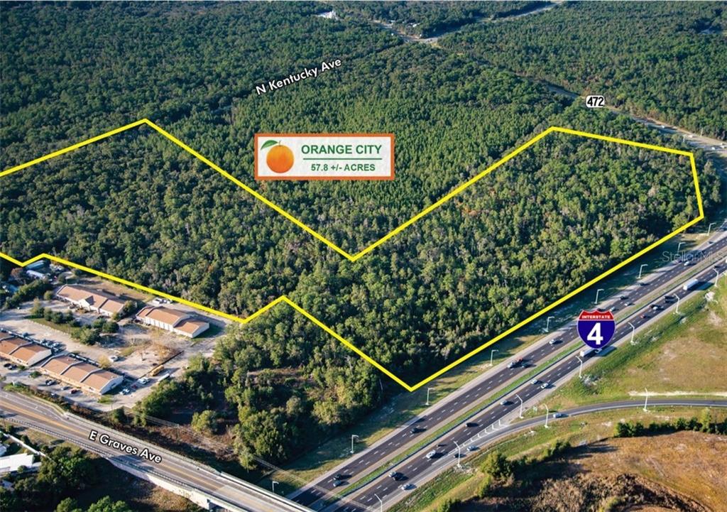 57.8 +/- Acre Site for Development, 5 contiguous parcels ( 8106-04-00-0430, 8106-04-00-0200, 8106-04-00-0510, 8106-04-00-0590 and 8106-04-00-0600). Currently zoned Mixed Use Suburban (MX-2) with a FLU of Mixed Use (MX) per Orange City. Approximately 2,000' of Interstate 4 Frontage with over 92,000 cars per day!