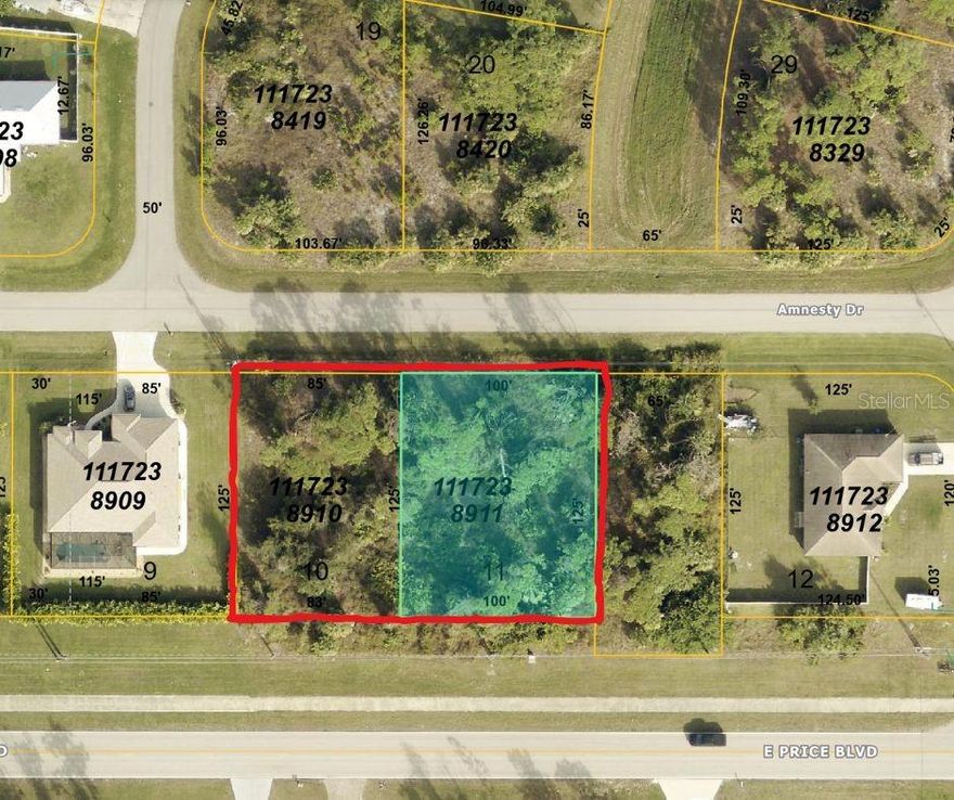 OVERSIZED/ DOUBLE LOT !!! TOTAL 0.53 ACRE. Perfect location to build your new home in the fast growing city. Price for one lot. MLS #A4639116 on Amnesty Dr is next door to make this as a Double lot. NO HOA/CDD!!! NO FLOOD INSURANCE REQUIRED! The Extra Wide GREENBELTS at the back and the side of the property gives you the extra space and privacy with no homes able to build adjacent to your house. Double LOT conveniently located close to Publix, ALDI, Toledo Blade, and I75, shopping, restaurants and River. Within 5 minutes drive you can be at Aquatic Center, Sarasota Memorial ER, within 20 minutes drive to WARM MINERAL SPRINGS, the new Atlanta Braves Training Stadium, Cool Today Park. Within 25 minutes drive , you can be at Manasota Beach on the Gulf of Mexico, and much more. Don't miss on the GREAT LOCATION FOR YOUR DREAM HOME or NEXT INVESTMENT!!!