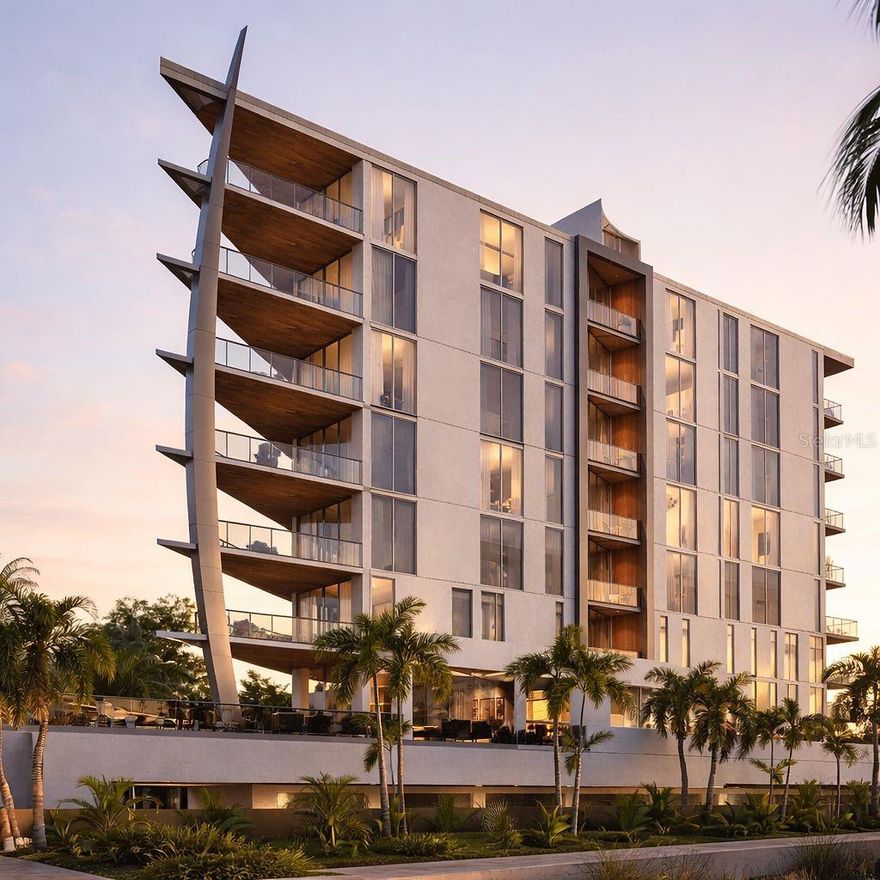 Under Construction. Welcome to SIX88 — Golden Gate Point's most distinctive address. This landmark 10-story boutique tower encompasses just 10 residences, making it one of Sarasota's most exclusive waterfront communities. Residence 302 offers panoramic, unobstructed bay views through floor-to-ceiling impact windows and sliding glass doors, with an open floor plan that lives like a single-family home.

Inside, find Thermador panel-ready appliances, custom cabinetry, designer finishes, and spa-inspired fully tiled bathrooms. Your private oversized 2-car garage sits above flood elevation and includes storage with optional lifts for up to 4 vehicles.

Resort-style amenities include a rooftop terrace with a full outdoor kitchen and 360° views, heated pool, fitness center, community lounge, twin elevators, and gated security access — all with low HOA fees.

Nestled in the secluded enclave of Golden Gate Point, you're steps from downtown Sarasota's dining and shopping, with St. Armands Circle, marina access, and the Bay Runner nearby. Dock access to the bay is available on site. This pet-friendly building offers low HOA fees, six-month rental flexibility, and a quiet  environment—perfect for luxury buyers seeking privacy, views, and convenience.