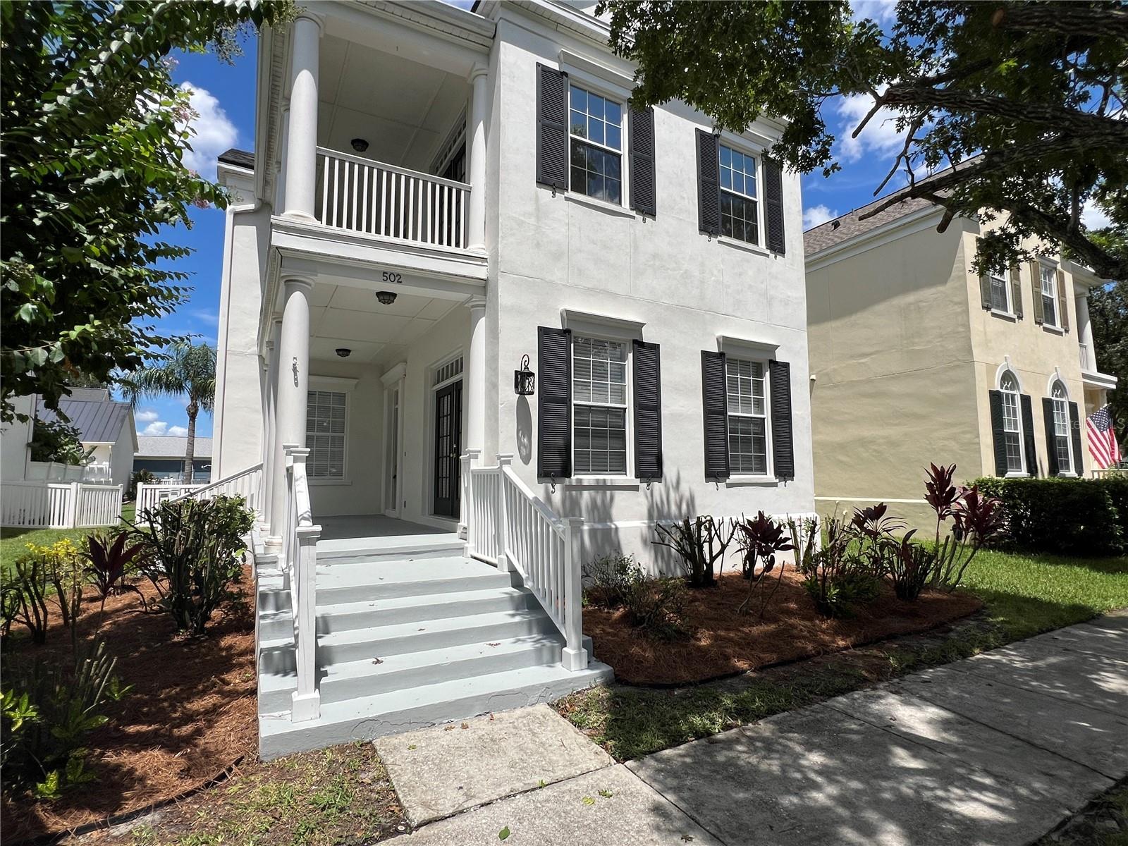 Immaculate, popular Charleston side row style home with formal living and dining rooms featuring crown molding and wood floors, kitchen amenities include pantry as well as an eat-in area. Over sized secondary bedroom with access to outdoor and floor balcony. Bonus room and great room provide lots of space for family entertainment. Enjoy evenings on the front porch or the rear, screened patio fenced yard for privacy.
Great location across from Celebration's A-rated K-8 school and just steps to downtown restaurants, shops, walking trails, pool, and more!
