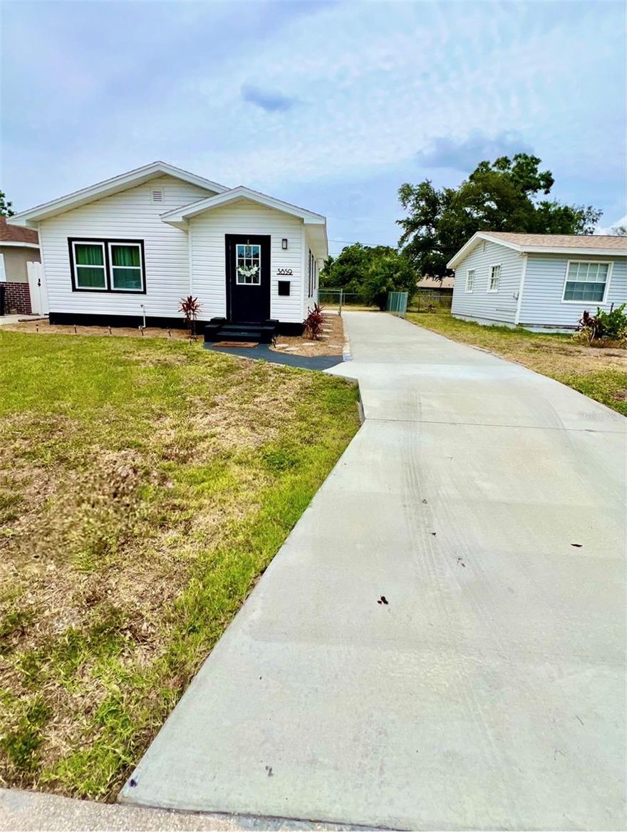WELCOME to this cozy COMPLETELY REMODELED INSIDE AND OUT home located in the heart of St. Petersburg Florida.This 2 bedroom/1 bathroom OPEN CONCEPT home with an INDOOR LAUNDRY ROOM, outdoor storage and a spacious fenced in backyard, imagine your pool or garage. Conveniently located near public transit that will take you to the beaches or downtown St. Petersburg where you will explore the pier, parks, museums and so much more. The YMCA is minutes away and the entrance to interstate 275 North or South. Less than 2 blocks away from the Pinellas Trail a popular trail for exercise enthusiasts. This home has NEW ELECTRICAL, PLUMBING, appliances, interior air conditioner, new hot water heater and a new concrete driveway that wraps around the back of the home providing the perfect place to sunbathe or enjoy the outdoors. No flood insurance required here.
Bring your buyers!