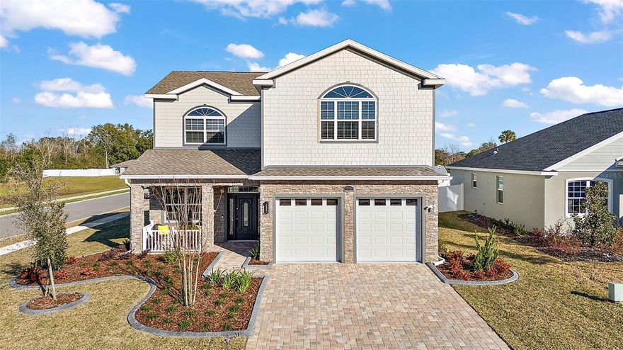 This beautiful 4 bedroom, 2.5 bath, two story home located in a quiet community called Densan Park in Oxford, FL and is available for lease.  Close to shops, restaurants, Charter schools, Publix, and The Villages Squares. This spacious brand new home is 2,407 SF featuring vaulted ceilings, open floor plan with a lot of natural light, tile planking throughout, ceiling fans in almost every room, a summer kitchen on the screened in lanai, Quartz counters and tile back splash, soft close cabinets & drawers, oversized island, stainless steel appliances, crown molding throughout, washer-dryer, spacious laundry room, 10 foot ceilings, tankless water heater, and block construction.  Amenities include Tennis, Pickleball and Volleyball courts, playground, and dog run. Model name is "The Luna".