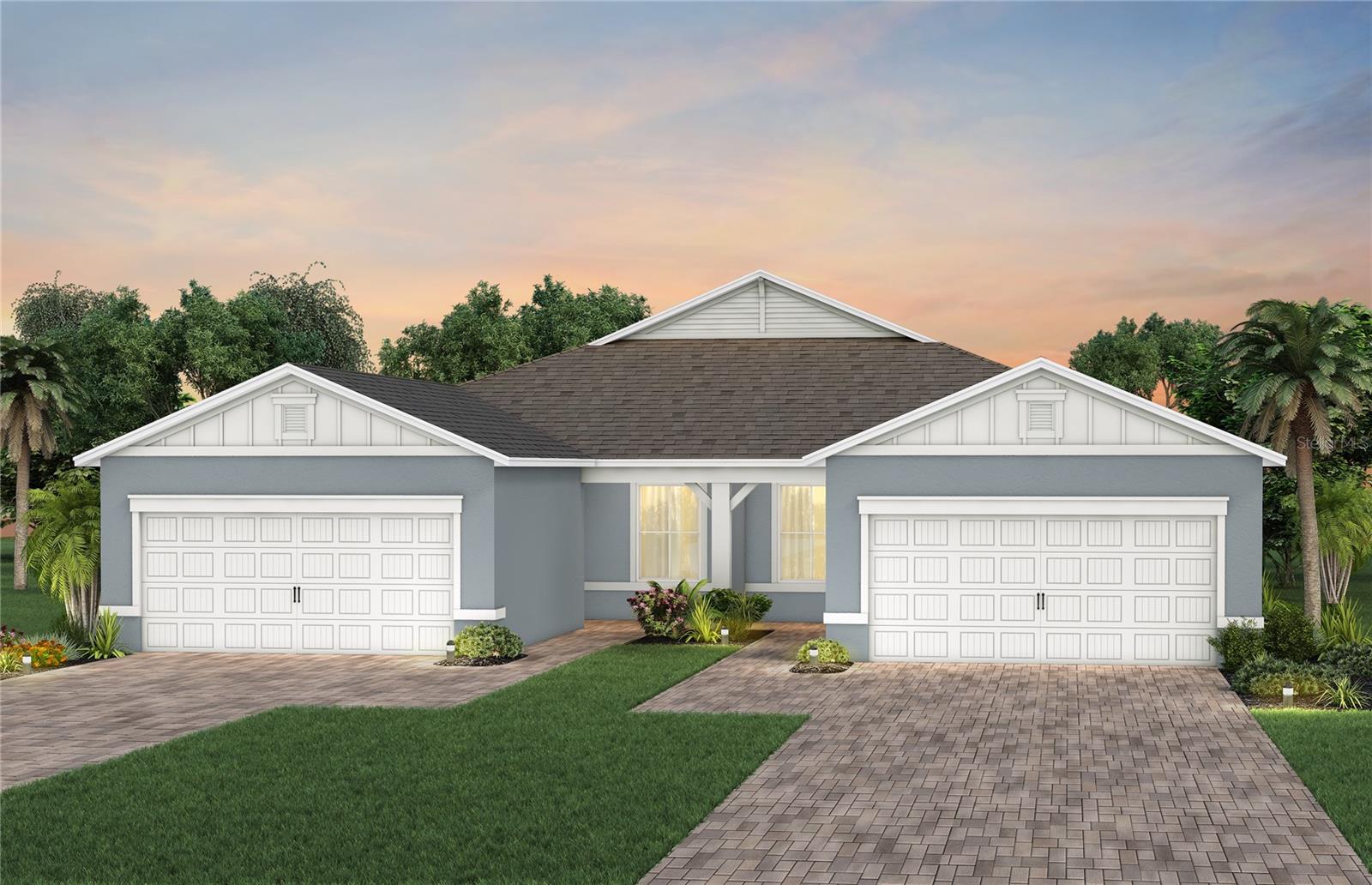 Under Construction. Del Webb Sunbridge is a gated 55+ active adult natural gas community offering new construction single family and villa homes with a low-maintenance lifestyle – and a Central Florida location in the center of it all. Del Webb Sunbridge offers an abundance of resort-style amenities with social events and activities centered in the 27,000-square foot clubhouse and planned by a full-time Lifestyle Director. With a zero-entry pool with lap lanes, resistance pool, poolside hammocks, and heated spa, sports courts, a movement studio, walking trails and more. Meet new friends at a resident club, take a painting class at one of the many art studios, attend a concert or show at the amphitheater, grab a bite at the on-site tavern & grille, or chat at the fire pits and grille pavilion. Get spoiled at Del Webb Sunbridge - after all, this is your time! Your home's exterior and yard maintenance are included, and fiber network provides up to gigabit internet speed. Del Webb Sunbridge’s resort amenities, sports courts, and Lifestyle Director with nearby Lake Nona truly make this the ideal neighborhood and a perfect location to call home.
The stunning Ellenwood Villa by Del Webb blends luxury and convenience, featuring 3 bedrooms, and 2 bathrooms in a thoughtfully designed layout that maximizes both comfort and style. The open-concept kitchen, café, and gathering room are filled with natural light, creating an inviting and spacious atmosphere. Tall ceilings, a glass insert at the front door, abundant windows, and a sliding glass door that opens to the covered lanai seamlessly extend the living space, making it perfect for effortless indoor-outdoor living. The kitchen features stainless steel Whirlpool appliances (including the refrigerator), 42” Greyhound soft-close cabinetry, Quartz countertops, a decorative tile backsplash, an upgraded faucet, and a stainless-steel single-bowl sink. Whether you're preparing a gourmet meal or entertaining guests, this kitchen has everything you need. Tucked at the rear of the home for maximum privacy, the owner’s suite offers a luxurious retreat. The spa-like en suite bathroom features a frameless glass-enclosed shower with built-in bench, an enclosed toilet, a quartz-topped dual vanity, and a linen closet—creating the perfect environment for relaxation. The secondary bedrooms and bathroom located at the front of the home provide an additional layer of privacy, offering a tranquil space when you need it most. Designer-curated finishes elevate every corner of this home, including pendant pre-wire, chrome hardware and plumbing fixtures, Whirlpool washer and dryer, and 2” faux wood blinds. Luxury touches like 8’ interior doors, comfort-height toilets, Sherwin Williams Drift of Mist Interior Wall Paint, and wood-look tile flooring throughout enhance the home's style and comfort. For those who appreciate modern technology, this home comes equipped with a smart thermostat, smart doorbell, and LED downlights, ensuring your home is as connected as it is beautiful. Schedule a tour today!