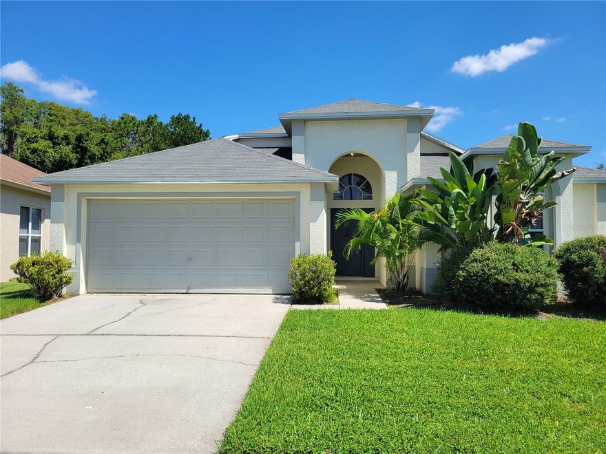 Meadow Pointe Community is a beautiful 3-bedroom 2 bath home. Pet-Friendly property! Very spacious open layout beautiful features throughout arched entries tall ceilings. The Living room is spacious with sliders that lead to an open patio and backyard. Dining area and eat-in kitchen area. Fully appointed kitchen with plenty of counters and cabinet space. The Master bedroom features walk-in closets, double sink, garden tub and a shower stall. Nice size backyard with a 2-car garage. Beautiful landscaping. The Community offers a clubhouse, fitness center, pools, courts, and playgrounds. Close to Wiregrass and easy access to I-75. We show properties 7 days a week, contact us now for a showing.
