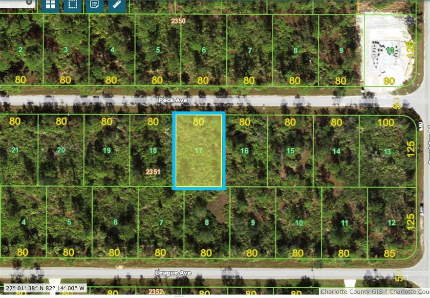 Beautiful buildable lot located on a peaceful street, near all amenities and a short drive to the beaches. This 80 ft wide by 125 ft long lot is the ideal size for your dream home and a pool. Enjoy the Florida lifestyle with fishing, boating, and swimming in the sunshine state. Just 50 minutes from Sarasota and/or Fort Myers airports.