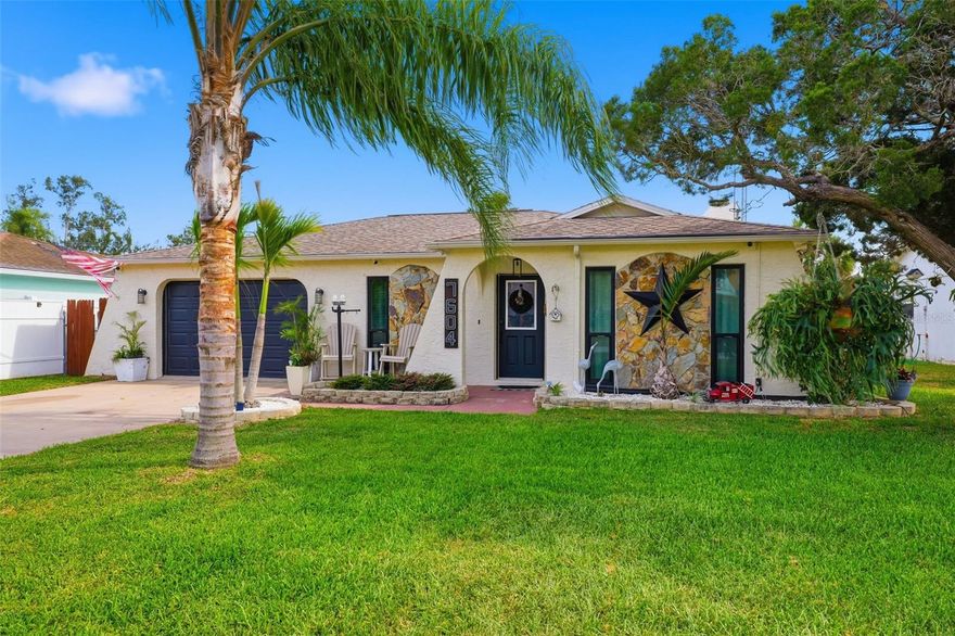 NEW NEW NEW is the best way to describe this fully renovated gem in the desirable sea pines community! A brand-new roof will be installed at closing, offering added peace of mind from day one. This move-in-ready property features 2 bedrooms, 2 bathrooms, a 1-car garage, and a screened-in pool with a NEW pool pump—perfect for enjoying Florida living year-round. Nearly every detail has been thoughtfully upgraded, including a NEW AC system, NEW energy-efficient tinted windows to help keep utility costs low, NEW pool screens, and a NEW washer and dryer. At the heart of the home, this stunning kitchen features granite countertops, an oversized island, NEW appliances, and an abundant of cabinet space, ideal for both everyday living and entertaining. The bright and inviting living area is filled with natural light and offers seamless views of the backyard. Step outside to your fully fenced yard featuring a screened-in pool, plenty of space for gatherings, and room for kids and pets to play. Additionally, for $150/year enjoy access to your private community boat ramp 2 minutes away!!! This home combines style, comfort, and peace of mind, come enjoy the Florida lifestyle!!