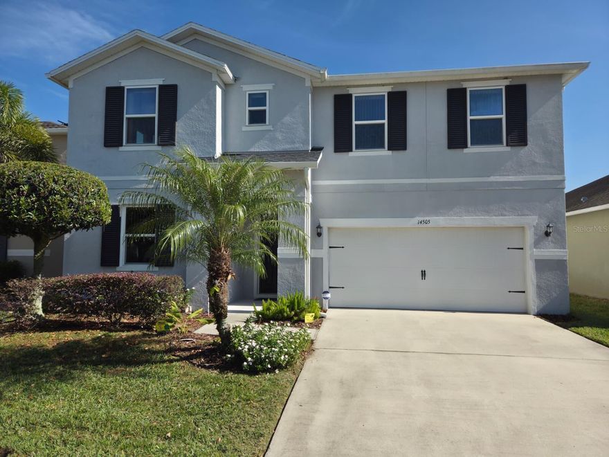 Welcome to this modern residence located on a pond-front lot in the Creekstone subdivision in Orlando, FL. This energy efficient home features a spacious layout with energy efficient windows, fans in all bedrooms and the living room, and a hybrid water heater. Enjoy the open-concept kitchen with modern appliances, a spacious living room area, and a covered lanai. The property boasts a pond-front backyard, complete with kesar mango trees, and a lemon tree. Conveniently situated within 5 minutes of Stonewyck Elementary School, and within 15 minutes of the airport and Lake Nona Medical City, this home is a must-see for those seeking a warm and inviting space.