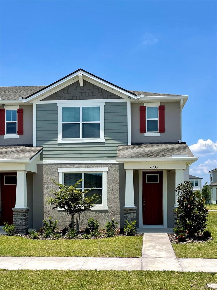 Enjoy modern living in this nearly new 4-bedroom, 2.5-bathroom corner unit townhome, ideally located in the vibrant, amenity-rich community of Meridian Parks and walking distance to Innovation High School. The upgraded first floor features elegant wood flooring, modern quartz countertops, a large kitchen island, stainless steel appliances, a convenient powder bathroom, and a spacious 2-car garage. Upstairs, you'll find four cozy bedrooms, including a master suite with a generous walk-in closet, a laundry area with an included washer and dryer, and an additional full bathroom. With the owner covering the HOA fees, you'll have full access to all the community amenities, adding incredible value to this already stunning home. Landscaping and High speed internet is included.
Meridian Parks is conveniently situated in the Lake Nona area, surrounded by hundreds of acres of pristine nature preserves. This location offers easy access to a plethora of scenic trails, ideal for those who lead an active lifestyle. The community boasts resort-style amenities such as a large pool, a splash park, state-of-the-art gym, yoga lawn, and amphitheater for live music. Additionally, you'll find outdoor art installations and rotating exhibits that enhance the community's appeal. The included high-speed gigabit internet ensures you stay connected throughout the community.