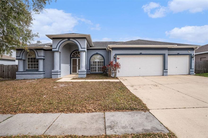 Welcome home to the desirable Summerfield community featuring a golf course and a prime location. This spacious 4-bedroom, 3-bath home with a 3-car garage offers both a living room and a family room, providing plenty of space for everyday living and entertaining. Enjoy peace of mind with no CDD fees and low HOA fees. The generous layout is perfect for family gatherings, both indoors and outdoors, with a large covered lanai ideal for relaxing or hosting guests. Conveniently located close to shopping, dining, and major freeways for an easy commute.
