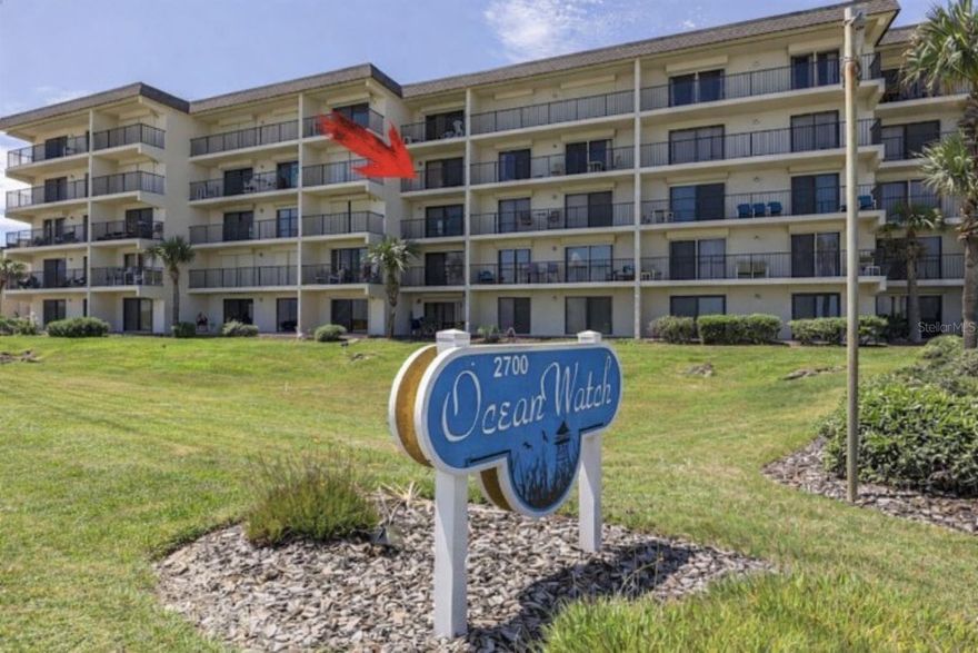 Welcome to coastal living at its finest in this fourth-floor oceanfront residence located at 2700 Ocean Shore Blvd., Unit405, within the sought-after Ocean Watch community of Ormond Beach. This two-bedroom, two-bathroom condo offers uninterrupted Atlantic views and direct beach access to a peaceful stretch of shoreline. THIS TURN-KEY UNIT IS BEING SOLD FULLY FURNISHED, ALLOWING YOU TO START ENJOYING BEACH LIFE IMMEDIATLEY.

Inside, you’ll find a bright, well-maintained interior where ocean vistas fill the living area and kitchen. A spacious terrace spans the length of the unit, seamlessly blending indoor comfort with outdoor serenity. Inside, the home features all-tile flooring throughout, an open floorplan, and updated bathrooms. The spacious primary bedroom offers an en-suite bathroom and walk-in closet.

Ocean Watch is a quiet, well-kept community offering a tranquil coastal atmosphere and an impressive list of amenities: oceanfront pool, private beach walkway, sauna, library, ample guest parking, and laundry facilities.

Recent property improvements include a newly surfaced roof, updated exterior finishes, structural enhancements in 2023–2024. Additional updates include HVAC system (2022).

Whether you’re seeking a year-round residence or a seasonal retreat, this ocean-facing home delivers the perfect blend of comfort, location, and lifestyle.  THIS UNIT IS COMPETATIVLEY PRICED, WITH SELLER ADDITIONALLY PROVIDING $5000.00 CREDIT TO BUYERS WITH AN ACCEPTABLE OFFER.
Come experience life by the sea — schedule your private showing today.