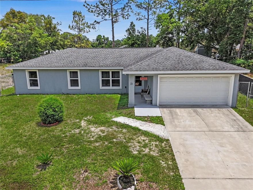 MOVE IN READY 4 bedroom, 2 bathroom home situated on a spacious .25 acre lot in Ocala! This BEAUTIFULLY MAINTAINED home offers spacious living areas and a functional layout perfect for everyday living. The kitchen features ample cabinet and counter space and flows seamlessly into the dining and living areas, creating a warm and inviting feel throughout. The PRIMARY SUITE is privately situated away from the additional bedrooms and features a generously sized bedroom and bathroom, creating the perfect space to relax and unwind. The remaining GENEROUSLY SIZED bedrooms provide flexibility for family, guests, or a home office. Enjoy peace of mind with major updates already completed including a NEW ROOF, NEW HVAC, and NEW WATER HEATER. The home also features a WATER PURIFICATION SYSTEM for added comfort and convenience. Step outside to your FULLY FENCED BACKYARD with plenty of room for pets, entertaining, or relaxing outdoors. Conveniently located near shopping, dining, schools, and everyday conveniences, this MUST SEE home is ready for its new owners!
