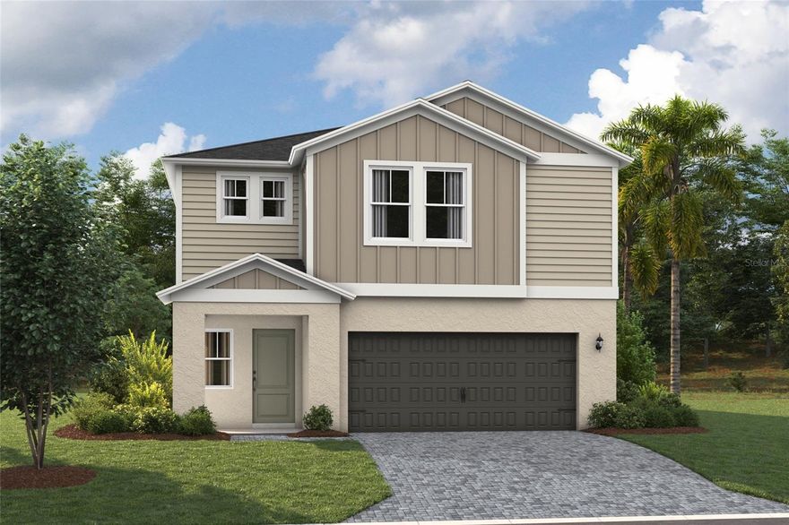 Under Construction. Valencia 
BELOW MARKET INTEREST RATES with use of Seller's Preferred Lender.
Prepare to be impressed by the Valencia, a two-story home featuring 5 bedrooms, 3 bathrooms, and a 2-car garage. This floorplan is designed for modern living and effortless entertainment. Step through the elegant foyer into a vibrant main living area, complete with a private guest suite for ultimate comfort. The kitchen shines with sleek quartz countertops, stainless steel appliances, and luxurious vinyl plank flooring overlooking the dining area which flows beautifully to the covered lanai through sliding glass doors. Upstairs, you’ll find the secluded owner’s suite complete with a walk-in shower, dual vanity and spacious walk-in closet. Conveniently located by the additional bedrooms is the cleverly designed oversized laundry room. Another modern feature of the Valencia is the smart thermostat with voice control, making energy efficient living a breeze. Outside, enjoy the chic elevation and professionally curated landscaping that adds the perfect finishing touch to this exceptional home. 
Pasadena Ridge is designed for living fully, with a private residents club featuring pickleball courts, fitness center, playground, and pool, plus open green spaces for community gatherings. The Lifestyle Director organizes events that bring neighbors together, all within easy reach of I-75 and nearby shopping and dining. 
Images shown are for illustrative purposes only and may differ from actual home. Completion date subject to change.
Contact or make an appointment for more details on interest rates.