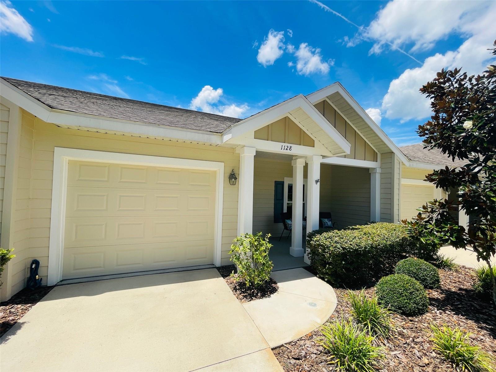 Welcome to this pristine condition 2 bedroom, 2 bathroom villa built in 2021! This home has it all, PLUS an office/den or use it as a 3rd bedroom, Located just minutes from the Town of Tioga, I-75, and North Florida Regional Medical Center, this home offers both comfort and convenience. Step inside to find a bright, open layout with a stunning kitchen that’s perfect for cooking and entertaining. Start your mornings on the peaceful back porch overlooking green space—your own quiet retreat in the city! Enjoy easy upkeep with no carpet throughout the home. The spacious primary suite, modern finishes, and one-car garage add to the appeal.