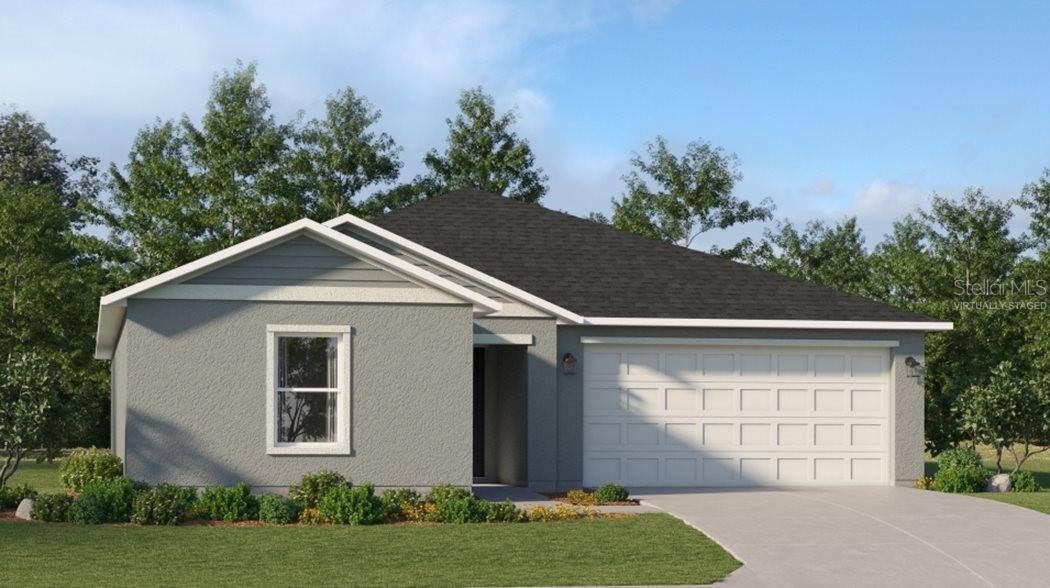 One or more photo(s) has been virtually staged. Under Construction. This new single-story Celeste is a modern take on a classic design. Down the foyer is a spacious and open-plan family room which has direct access to the cozy dining room, well-equipped kitchen and attached patio, perfect for everyday living. In a private corner is the owner’s suite with a convenient adjoining bathroom, while on the opposite side of the home are three secondary bedrooms. Hamilton Bluff is a new master-planned community of single-family homes for sale in Lake Hamilton, FL. Amenities include: a swimming pool, clubhouse, picnic area, tot lot, and soccer field. Close to major roads, Legoland, East Central Park, fishing, hiking and trails.