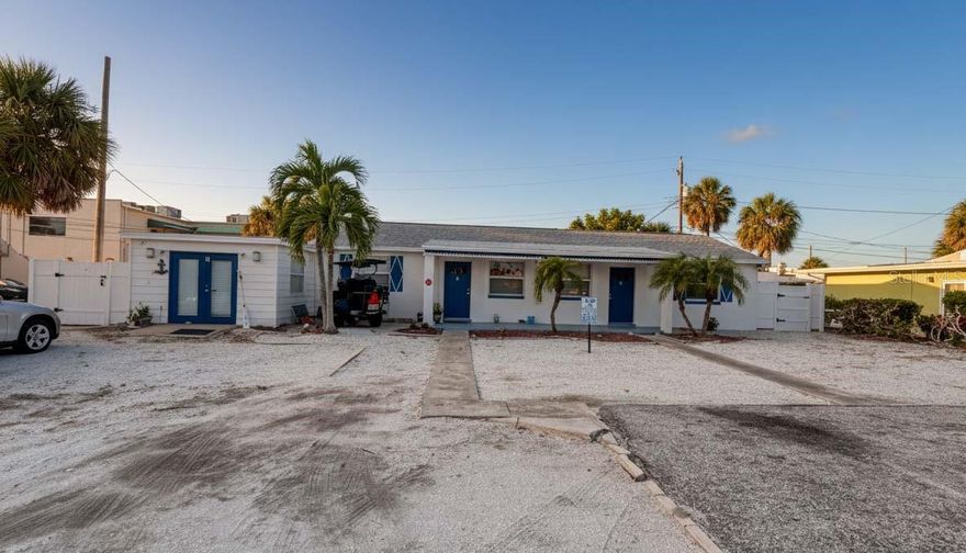 This prime 3-unit income property at 6378 Gulf Winds Dr, St. Pete Beach, FL 33706 is a true coastal gem — just a 2-minute walk to the beautiful St. Pete Beach and steps from top hotels, restaurants, and beach bars. The property currently generates $5,500 monthly in rental income, with tenants paying their own electricity and water bills. Each unit features a private fenced backyard, ample parking, and a well-maintained layout offering both comfort and privacy. The roof was replaced in October 2021, and the property has remained unaffected by floods or hurricanes in recent years. Zoned RM, the city allows short-term rentals (under 30 days) up to three times /year, along with monthly and long-term rentals, giving strong flexibility for investors. A fantastic turnkey opportunity in one of Florida’s most desirable beachside communities — please do not disturb residents.