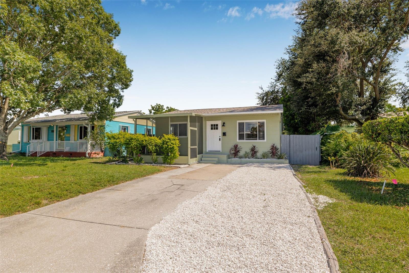 Completely Renovated Craftsman Charmer in Disston Heights!
Welcome to this beautifully updated and quaint 2-bedroom, 1-bathroom Craftsman-style home located in the heart of St. Petersburg’s desirable Disston Heights neighborhood. Ideally positioned just 15 minutes from both the vibrant Downtown St. Pete and the world-renowned Gulf beaches, this move-in ready gem offers the perfect blend of style, comfort, and convenience.
Situated on a generous lot with alley access, this property also features multiple off-street parking spaces and potential ADU (Accessory Dwelling Unit) development possibilities—an excellent opportunity for added value or future rental income (buyer to verify zoning).
Step inside to find a home that’s been renovated top-to-bottom, while still showcasing its original charm. Updates include:
New roof
New HVAC system
Updated electrical panel
Newer double-pane windows
All-new kitchen featuring solid wood cabinetry, quartz countertops, and modern finishes
New bathroom with stylish fixtures and custom tilework
Original hardwood floors, fully refinished and gleaming
Convenient interior laundry/utility room
Screened-in enclosed front porch, perfect for outdoor entertaining
Every detail has been thoughtfully upgraded, creating a fresh, timeless aesthetic while maintaining the home's historic character. Whether you're a first-time buyer, downsizing, or investing, this home is a rare find in a prime location.
Don’t miss your chance to own this turnkey property in one of St. Pete’s most established and centrally located neighborhoods. Schedule your private tour today!
