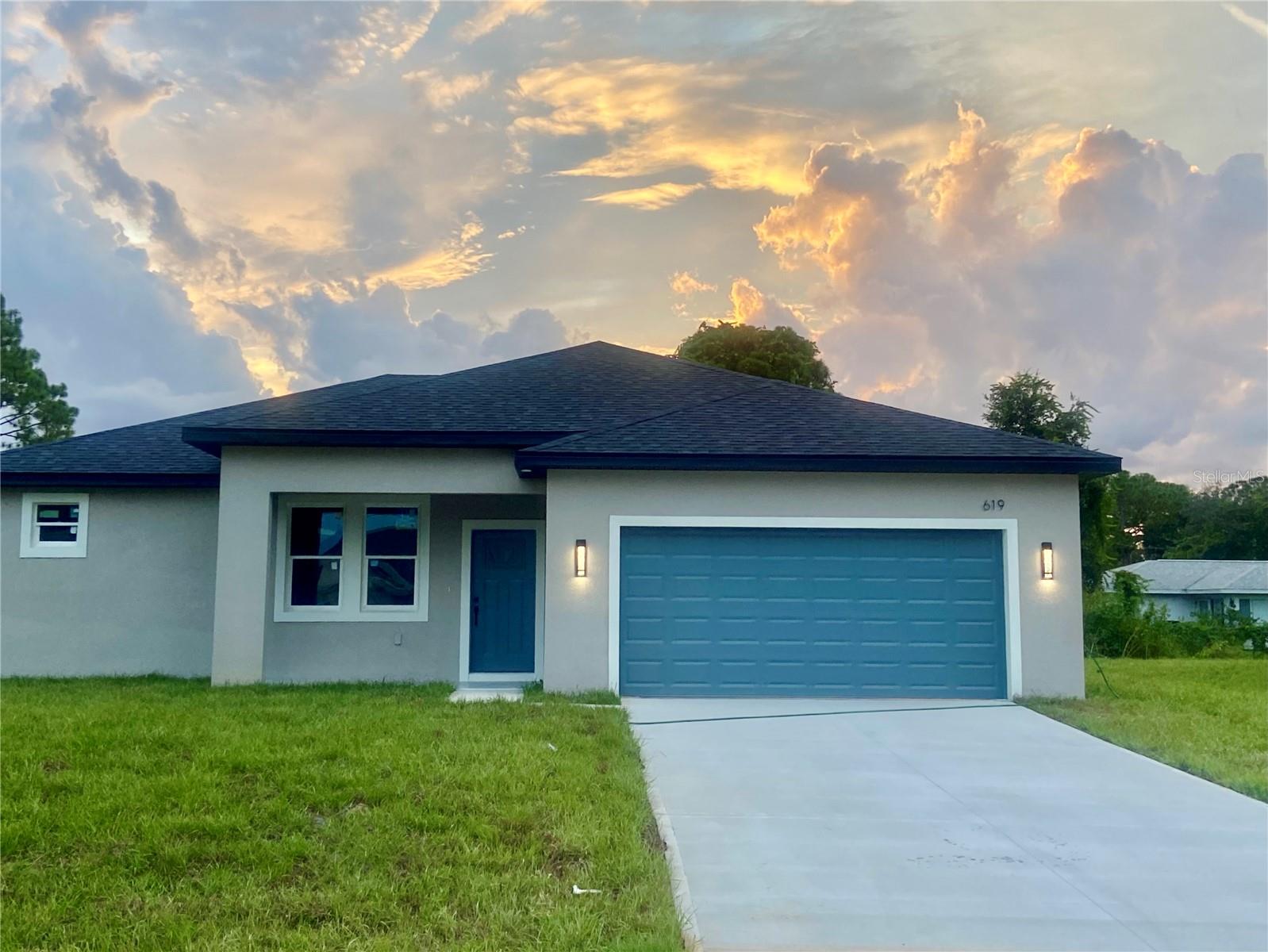 Under Construction. New Construction block home in the heart of Sebring. Great floor plan with "Open Concept". Beautiful home of 3 bedrooms & 2 full baths with inside laundry room. Porcelain tile 24 X 48 throughout entire home. Recessed lighting. Kitchen features quarts counter tops, marble back splash, stainless steel appliances, kitchen island with farm house black steel sink, electric outlet & drop designer lights. The bedroom are split. The master bedroom has an en suite bath. This bath features double vanity with quartz vanity tops, a private water room, a tiled walk-in shower with glass shower door, a large walk-in closet & a lien closet. The other 2 bedrooms are on the opposite side of the home, each have their own built-in closets. The hall bath has quarts vanity top and a tiled tub/shower combination. The laudry room is located as you come in from the double car garage. There is a back covered & tiled lanai as well as a open tile front porch. Nice size back yard to entertain or enjoy an outdoors fire pit. Convenient to Walmart, Walgreens, Publix, hospitals, South Fl State College, Nucor & US Hwy 27. Sebring International Raceway is 13 miles, approximately 70 miles from Punta Gorda Airport, 80 south of Orlando International Airport, 97 miles south of Tampa International Airport, 160 miles from Miami and about 70 miles to east or west coast of Florida. Come live the dream in Sebring! Projected completion September 2025. I will be updating pictures throughout the construction.
Yard has sod. Minutes from Walmart, Walgreens, Publix, hospitals & US Hwy 27. Approximately 70 miles from Punta Gorda Airport, 80 miles south of Orlando International Airport, 97 miles of Tampa International Airport , 160 miles from Miami and about 70 miles to east or west coast of Florida. Sebring host the 12 hours of Sebring Race a yearly event at the International Raceway. Sebring/Avon Park is home to Nucor Steel Products Plant, South Florida State College, Advent & HCA Hospitals, a new VA client under construction & many retail & food services. Come live the dream in Sebring!