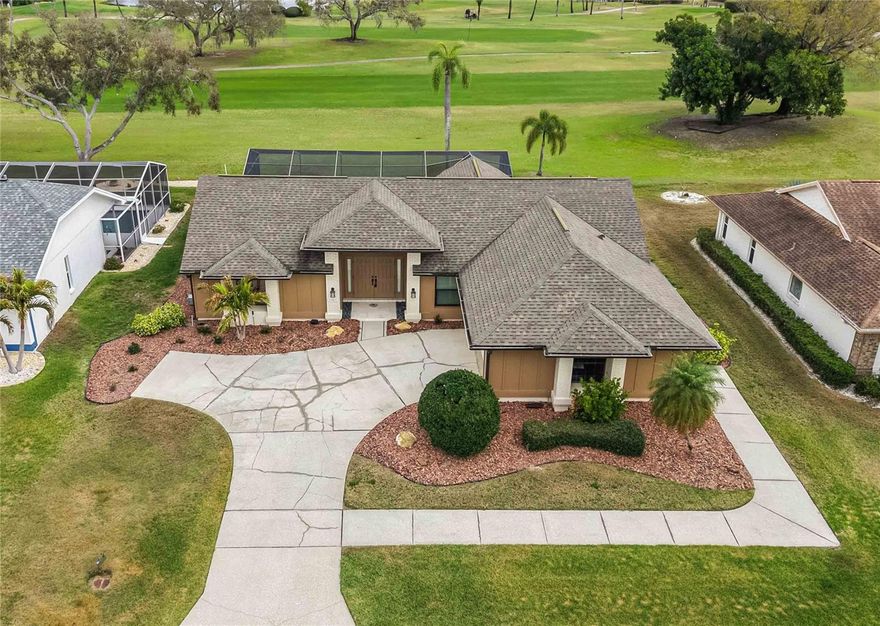 YOUR PERFECT FLORIDA RETREAT AWAITS!  Discover this hidden gem located on the 10th fairway of Peridia Golf and Country Club.  This former Arthur Rutenberg Somerset III Model has been meticulously maintained and ready for you to call home.  Gently used as a second home this split floorplan has 2 bedrooms, 2 baths, den, dining room, pool, and golf course views from almost every room.  Enter into the great room with vaulted ceiling, a large dining area that opens to the screened patio and private heated pool.  There is a delightful dining cafe off the kitchen with panoramic windows/views of the fairway.  The den/office has built in desk and bookshelves.  The spacious master bedroom is ensuite with walk in-shower, dual sinks, beautiful stained glass wall window and walk-in closet.  The split floorplan affords privacy for the guest bedroom and bath. A two-car garage allows extra space for storage.  Most furnishings are included in the sale. HOA includes cable TV and internet. And there are no CDD fees!  Peridia Golf and Country Club offers exceptional, resort-style living which includes cllub dining and lounge that features live music on Friday nights, Sunday brunch, heated community pool and tiki bar with  Sunday  afternoon live vibes, tennis and pickleball courts, bridge, mahjong, and book clubs to name a few.  And every homeowner has a golf club memebership.  With a full calendar of social events, there is something to do for everyone in Perida.  Community is located close to I-75 for easy access to Tampa, St. Petersburg and Sarasota.