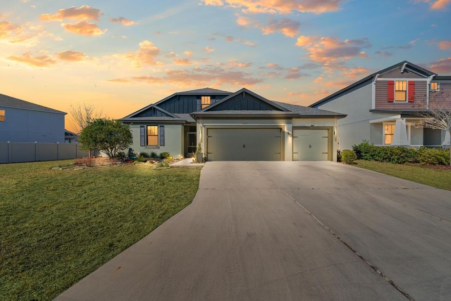 Better than New Construction!  PAID OFF SOLAR & NO CDD BOND This isn't just a home; it’s the lifestyle upgrade you’ve been waiting for! Perfectly nestled on a premier .33-acre lot in the sought-after Lakeside community, this beautifully upgraded two-story residence blends architectural elegance with modern efficiency!  THE BOND PORTION OF THE CDD HAS BEEN PAID IN FULL! The main level features a thoughtful split floor plan with soaring volume ceilings, offering three spacious bedrooms, a dedicated formal dining room, and a versatile den/office. The chef-inspired kitchen serves as the heart of the home, boasting GRANITE COUNTERTOPS, 42-INCH STAGGERED CABINETRY with CROWN MOLDING, and an expansive layout designed for effortless entertaining. Upstairs, discover a massive bonus suite—complete with a private bath and closet—ready to serve as a fourth bedroom, cinema room, or a secluded guest retreat. Step through double doors to an oversized screened lanai that overlooks your private, fully fenced sanctuary, featuring mature fruit trees and a double-gate for easy trailer access. High-Value Features: Energy Independence: PAID OFF SOLAR PANELS (average $40/mo electric bills!) and a solar attic fan. Maximum Protection: PGT IMPACT WINDOWS (2023) and a dedicated generator hookup (2022). Ample Space: 3-car garage with an extended 3-car-wide driveway. Live the resort life with access to Lakeside’s clubhouse, pool, fitness center, and lakefront activities. Minutes from the Gulf Coast’s best dining and entertainment—schedule your private tour today!