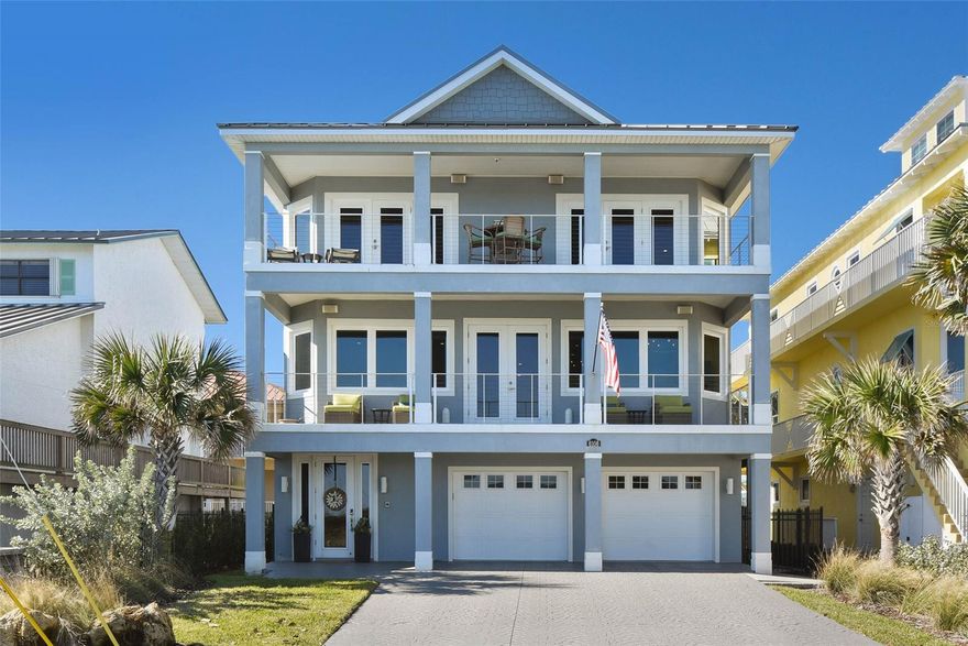 Check out the Photos and Virtual Tour! Words seem inadequate to properly describe this incredible, SOLID, Ocean Front Home located in the exclusive New Smyrna Beach Community of Bethune Beach. Built in 2018, with concrete construction on all three levels, this home is truly a unique find. French Oak Floors, Solid Wood Cabinets, Residential Elevator to all levels, 22KW Whole House Backup Generator, Whole House Automation. THEN THERE ARE THOSE VIEWS! The ground floor offers a 24' x 38' garage - with room for all your toys and a 2nd laundry area to keep the clean up convenient. From the garage you have direct access to the main entry foyer and an additional rear entry foyer adjacent to a full bathroom for washing off after a day on the beach. On the Main Level you'll find an enormous Great Room - Huge Open Floor Plan with the Living, Dining, Bar and Kitchen all looking out to the Beach and opening onto the 36' wide Balcony. On the Main Level you also have Bedroom #4/Den (with Murphy Bed), a Full Bathroom and a large Laundry Room. On the 3rd Level you find 3 more bedrooms and 2 more full bathrooms, including a Huge Oceanfront Owner's Suite, Oceanfront Office/Bedroom complete with wet bar and under-counter refrigerator and an Ensuite Guest Room with Western Light and Views. So you can keep an eye on your home while away, the entire property is secured with a "Crestron" Automated Home System complete with cameras and remote access to alarm, Doors, A/C, Locks, Garage Doors and Lights. UNIQUE is an adjective too often used but this home is a total WOW! Elegant, Refined, Welcoming and Warm - that's what you'll find at 6106! Welcome Home! ;Water: City