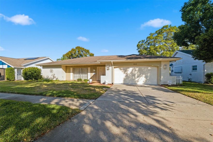 Priced under appraised value and located in the highly desirable Clayton Village, a well maintained community in Beacon Woods. Property features 2-bedrooms, 2-bathrooms, 2-car garage, spacious backyard with partial fencing and a fully screened-in back porch. No flood insurance required. Low HOA includes access to all amenities, the tennis courts, playground, shuffleboard, large community swimming pool and clubhouse. Experience the lifestyle of serenity and comfort while being close to Hudson Beach, Beacon Woods Golf Club, SunWest Beach Park, Werner Boyce Salt Springs State Park, Weeki Wachee Springs State Park, Bayonet Hospital, Tampa International Airport, retail shopping and dining, major highways and more.