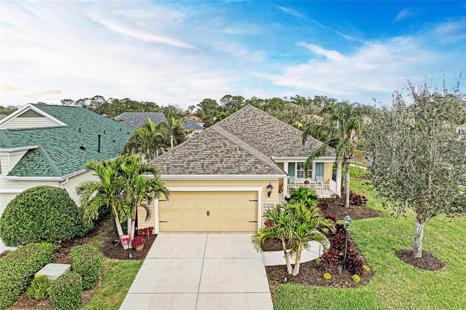Welcome to this exceptional 3-bedroom, 2-bathroom home nestled within the gated community of Eagle Trace, ideally located on the border of Lakewood Ranch. Eagle Trace is a gated community with a low HOA, no CDD fees, natural gas hookups, a virtually attended gate, and ground maintenance is included. All of this within a premium location. This property offers a unique opportunity to enjoy a natural setting with walking/biking trails, a dog park, a community pool/spa, a playground, tennis court and other premium amenities. Situated on an oversized .23-acre lot, this private retreat boasts mature landscaping, an extended 2-car garage (by an extra 5 feet), a covered front porch, and an extended, partially covered screened lanai and plenty of room in the yard for recreational activities. Upon entry you are greeted with a sprawling open plan w/ split bedroom, trey ceilings, crown molding, plantation shutters and & plenty of natural light. The luxurious interior has been upgraded beautifully & includes upgraded fixtures, premium paddle fans, and ceramic tile laid on the diagonal throughout the home. It also features oversized living areas including a front office, family, dining & an indoor utility room making it a wonderful space for entertaining. The beautiful dining room is a great space that features upgraded chandelier lighting & a beautiful view overlooking the rear lanai & backyard! The oversized family room features a recessed lighting, trey ceilings w/crown molding, upgraded fan & sliding glass doors to the extended rear lanai. The gourmet kitchen is a joy to experience, it boasts upgraded soft close cabinets w/pull outs, quartz counters, walk-in pantry, island with breakfast bar, stylish tile backsplash, pendant lights, stainless appliances, wine fridge, and a natural gas range. The oversized, private owner's suite comes complete w/dual walk-in closets, private bath with a large vanity, walk-in shower and water closet. There are 2 additional bedrooms that can share the full guest bath with shower and tub combo. Some of the additional upgrades include a NEW ROOF and a whole house 15KW generator (portable). Sellers are also offering an AHS home warranty to the buyers at closing. Conveniently located close to Tampa (within 1-hour) & mere minutes from Lakewood Ranch, UTC Sarasota & Parrish; it also provides quick access to SR-64, US-301, I-75 & I-275. Yet it’s perfectly tucked away from the hustle & bustle. Call today and schedule your private showing!