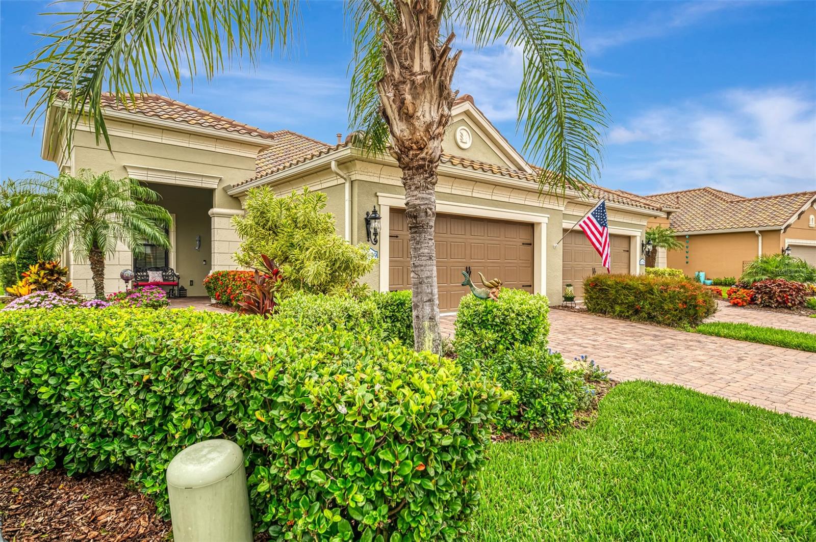 Welcome to this stunning 3-Bedroom 2-Bath Sand Castle Villa with a Study/Den and HIGH IMPACT GLASS WINDOWS AND DOORS offering maintenance-assisted living located in the sought-after community of Grand Palm! Why buy new construction when you have many upgrades provided for you! With 1,845 square feet of luxurious living space, this residence is ideal for both everyday comfort and entertaining. This Villa section of Grand Palm includes your own community pool, spa, and BBQ grill area in addition to all the other amenities offered in Grand Palm! Built in 2018, this Villa is immaculately presented, offering an open-concept floor plan with spacious living areas perfect for entertaining. This Villa has a Generator w/transfer switch in addition to the High Impact Windows giving you peace of mind and additional protection! The bright and expansive kitchen with upgraded appliances and pull-out shelves is equipped with a large island, ample counter seating, abundant storage, and numerous upgrades including quartz countertops, and stainless-steel appliances with gas cooking. The split bedroom design with two bedrooms in the front and the primary suite in the back is perfect for family and guests. The primary bedroom is spacious, with two custom walk-in closets and an ensuite bathroom featuring dual sinks and a walk-in shower. The pocket sliding glass door completely opens the great room onto a large, covered, extended screened lanai for quiet evenings enjoying the area’s most beautiful sunsets. The great room features a coffered ceiling with custom crown molding for those extra added touches. Grand Palm is an amenity-rich community with an abundance of activities to keep you busy with 26+ miles of walking/biking paths, tennis, pickleball, a fitness center, three additional community pools, splash pad, dog parks and a full-time activity coordinator. Just a short drive to beautiful Gulf Beaches, Historic Downtown Venice, Vibrant Wellen Park, the Atlanta Braves Stadium and easy access to I-75 and numerous airports to choose from. Living the life you have earned can be more than just a dream, so schedule your private showing today! Furniture is available under a separate bill of sale!
