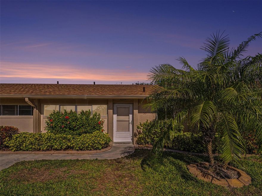 Experience comfortable Florida living in this beautifully maintained first-floor condominium, featuring 2 spacious bedrooms and 2 full baths. The open and inviting floor plan showcases elegant ceramic tile flooring throughout, complemented by a bright living and dining area perfect for entertaining or relaxing. The well-appointed kitchen boasts solid wood cabinetry, stylish stone countertops, and ample storage space. Retreat to the primary suite, complete with a generous walk-in closet and private bath, while the guest bedroom offers privacy and convenience with its own full bath. Additional upscale touches include an inside laundry room, central air conditioning, partial furnishings, exterior storage, and a covered screened patio ideal for enjoying the Florida weather. Assigned parking plus guest parking add convenience. Residents benefit from a heated community pool, fitness center, clubhouse, paved sidewalks, and meticulously maintained grounds. Monthly fees cover cable TV, water, sewer, trash, pest control, exterior maintenance, and grounds care. Ideally located close to premier shopping, dining, healthcare facilities, and Sarasota’s world-class beaches, this residence offers both comfort and style. Association approval required.