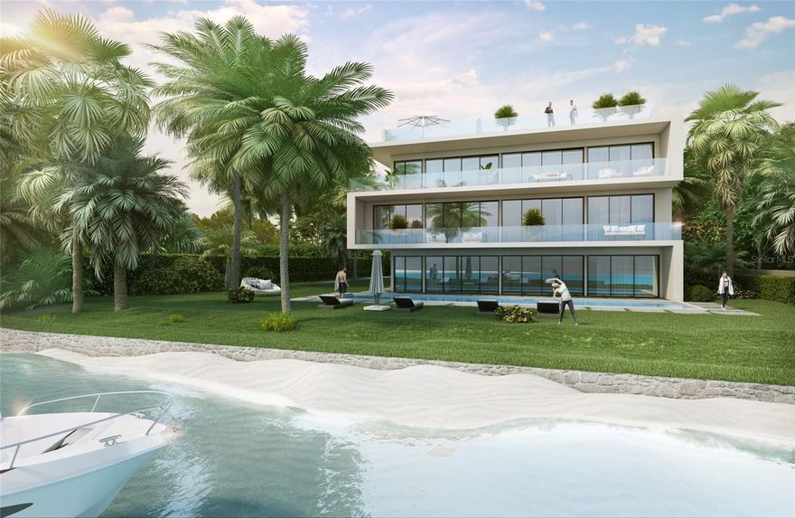 Under Construction. Welcome to a rare opportunity on Sarasota’s coveted west coast. Situated directly on the bayfront, this home offers sweeping, unobstructed views of Sarasota Bay, the downtown skyline, and the illuminated Ringling Bridge—a view that comes alive at night and dazzles year-round. From your bedroom, living room, or rooftop, you’ll have a front-row seat to breathtaking sunsets, holiday fireworks on the 4th of July and New Year’s Eve, and the ever-changing reflections of the city lights dancing on the water. 

Currently under construction, this residence was envisioned as a modern waterfront retreat—one that blends bold architecture with lasting resilience. The structure is built entirely from solid poured concrete, reinforced with deep concrete pilings, and engineered to exceed Florida’s most stringent storm and wind resistance standards, ensuring protection and performance. Built to endure. Built to impress.

The ground floor is elevated 6.7 feet above water level, offering a strong layer of protection against flooding. Even in extreme conditions, the home is positioned to remain dry. The result is a home that’s as intelligent and durable as it is beautiful. 

The layout is thoughtfully designed to showcase the views and elevate everyday living: the first floor features a spacious garage and ample storage for water toys, bikes, and gear—framed by large sliding glass doors that open directly to the bay, bringing in natural light and creating a strong visual connection to the water. The second floor unfolds into an expansive main living area with soaring ceilings, walls of glass, and seamless indoor-outdoor flow. A fully equipped outdoor kitchen makes this level ideal for entertaining against the dramatic backdrop of Sarasota Bay. This floor also includes two bedrooms and a versatile bonus room, perfect for a home office, gym, or media space. The third floor is home to the primary suite, accompanied by two additional bedrooms and another bonus room—each space intentionally positioned to maximize natural light and capture sweeping views. Crowned by a stunning rooftop terrace, the top level serves as your private sky lounge, complete with a second outdoor kitchen, multiple lounge areas, and uninterrupted panoramic views of the city skyline, Ringling Bridge, and nightly waterfront reflections. It’s also the perfect front-row seat for fireworks on the Fourth of July, New Year’s Eve, and beyond. 

The most significant and capital-intensive phase of construction is already complete: the structural concrete shell. The home is being built by a high-end custom builder who is ready to continue the project to completion, offering a seamless transition for the new owner. Now is the perfect time to step in and tailor the final finishes to your personal style. Prefer turnkey? The listing broker can provide pricing for full completion as well. 

Whether you're seeking a primary residence on the water, a private retreat with skyline views, or a luxury rental investment, this home delivers on all fronts. Its combination of bayfront access, architectural presence, and proximity to Sarasota’s cultural and culinary heart make it truly one-of-a-kind. Waterfront homes with this level of design, engineering, and view are exceedingly rare. The structure is set. The vision is clear. Now it’s time to make it yours.